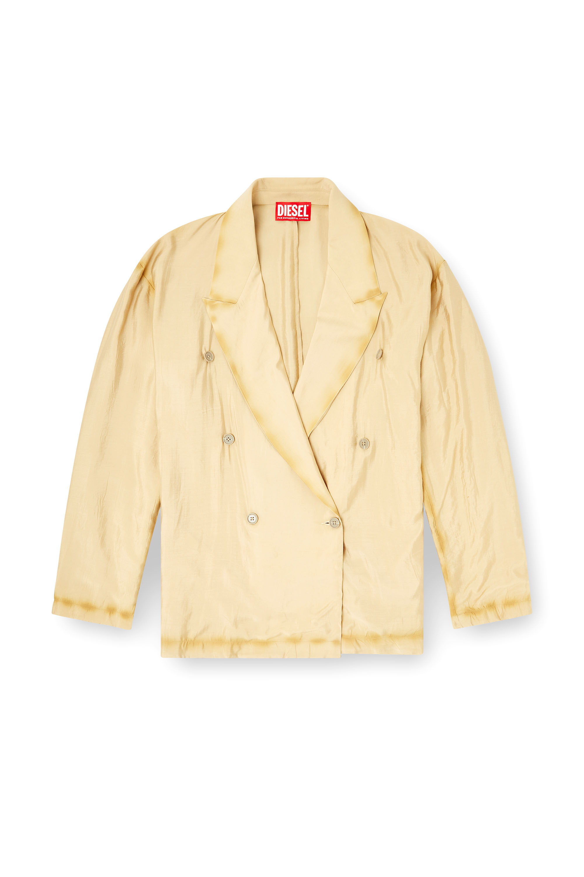Diesel - J-KEYSERY, Man's Double-breasted blazer in wrinkled shell in Beige - 3