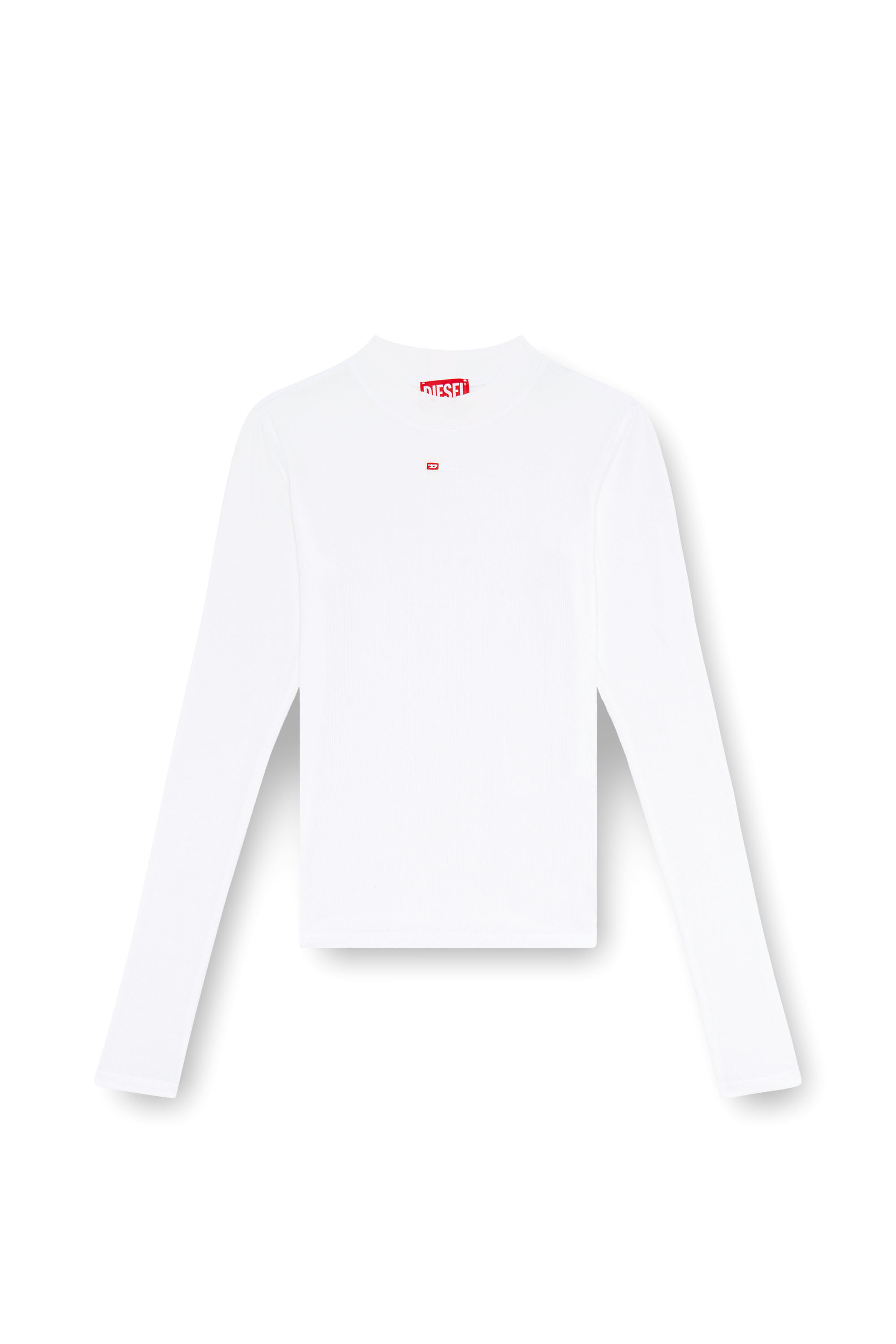 Diesel - T-MOKKY-LS-MICRODIV, Woman's Ribbed top with mock neck in White - 2