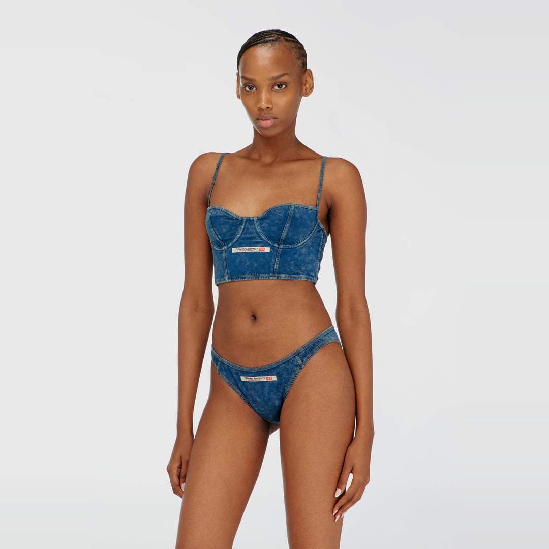 Diesel - Bustier top in denim-effect cotton - Corsets - Woman - Blue