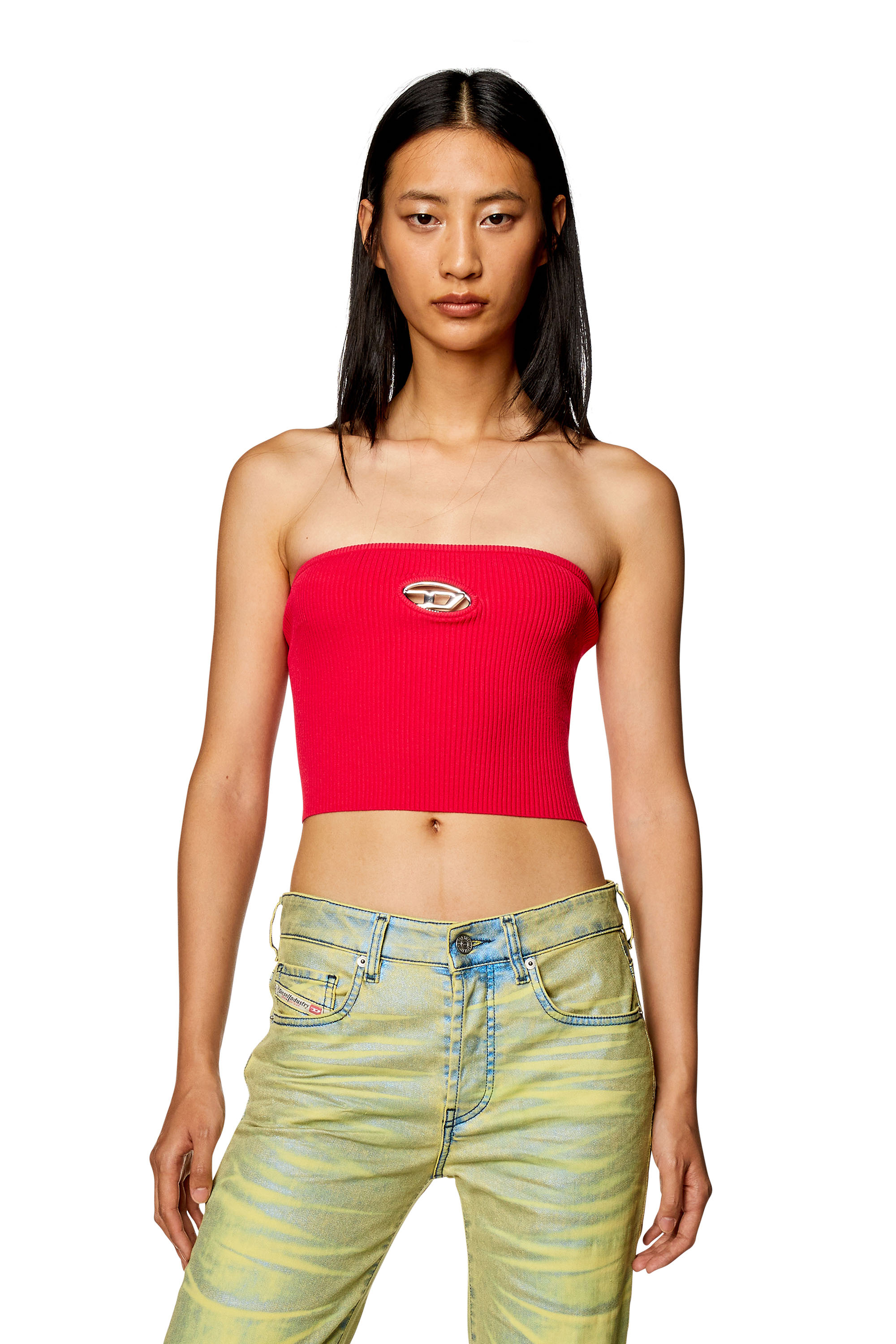 Diesel - Tube top with logo plaque - Tops - Woman - Pink