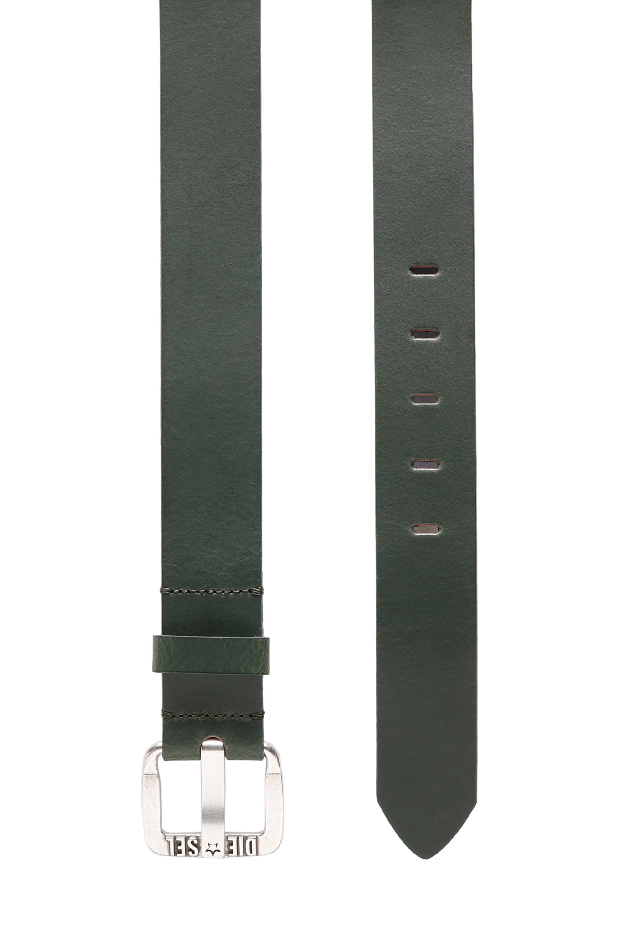 Diesel - B-STAR II, Man's 3.9cm leather belt with metal star logo buckle in Green - 3