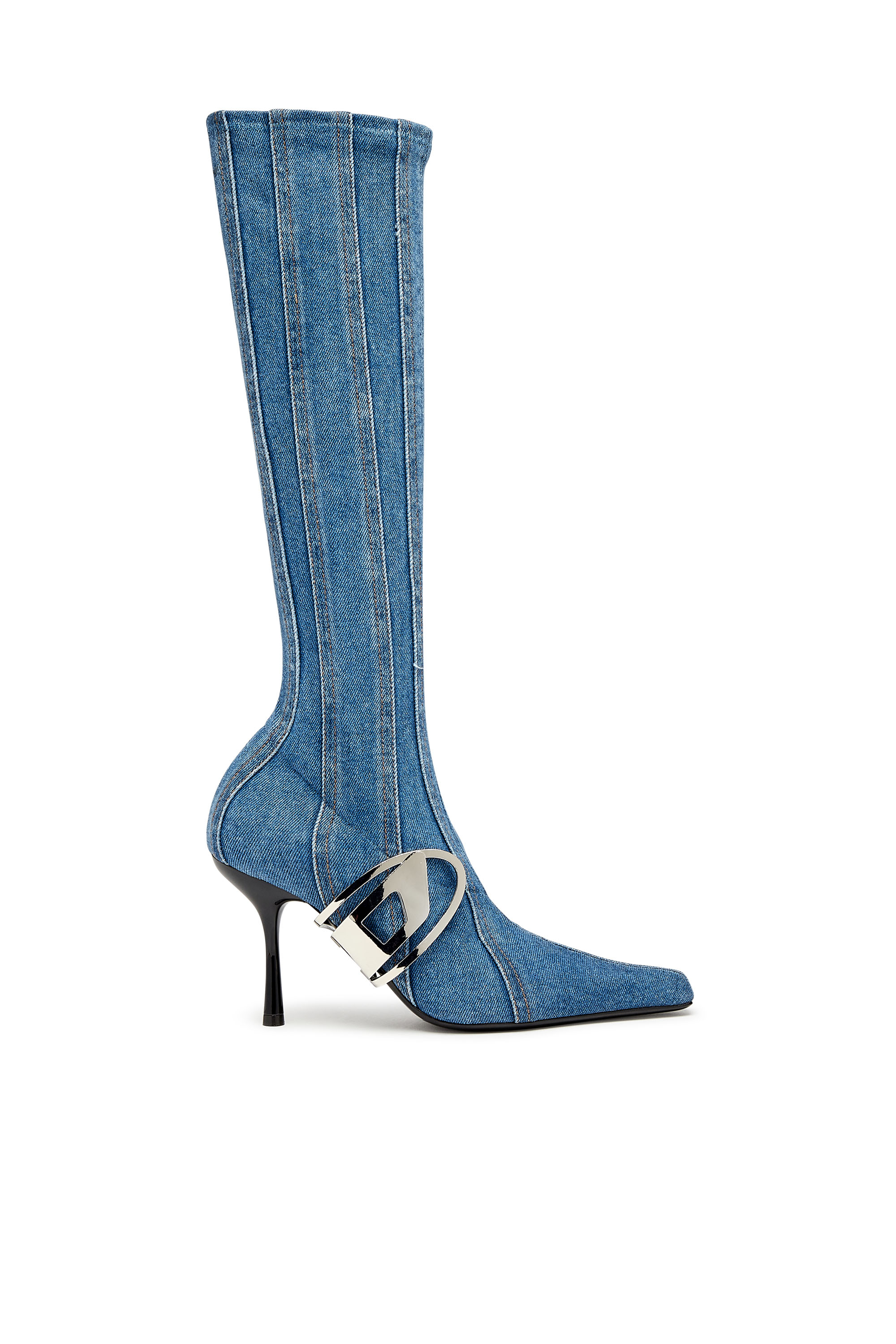 Diesel - D-Eclipse KBT - Knee-high boots in stretch denim - Boots - Woman - Blue
