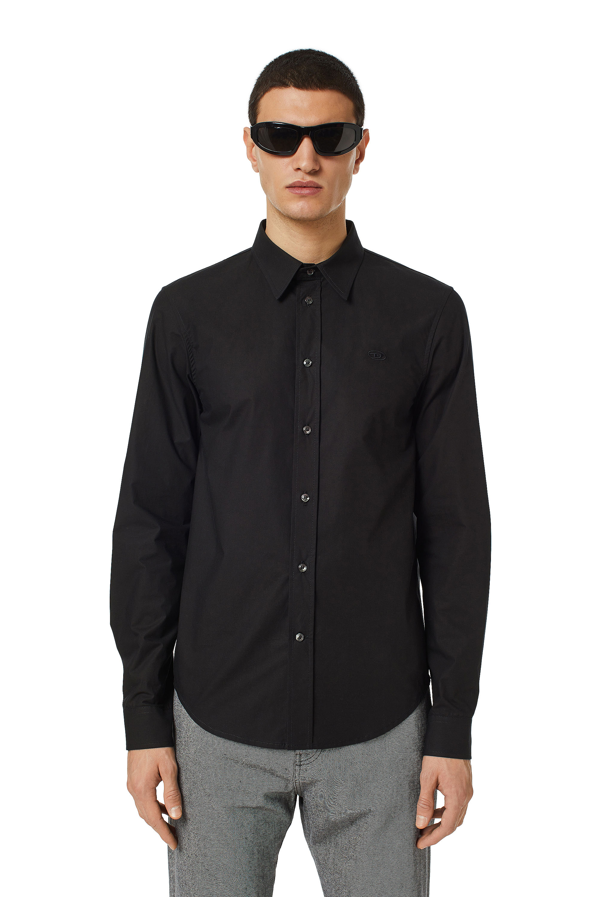 Diesel - Shirt in technical cotton - Shirts - Man - Black