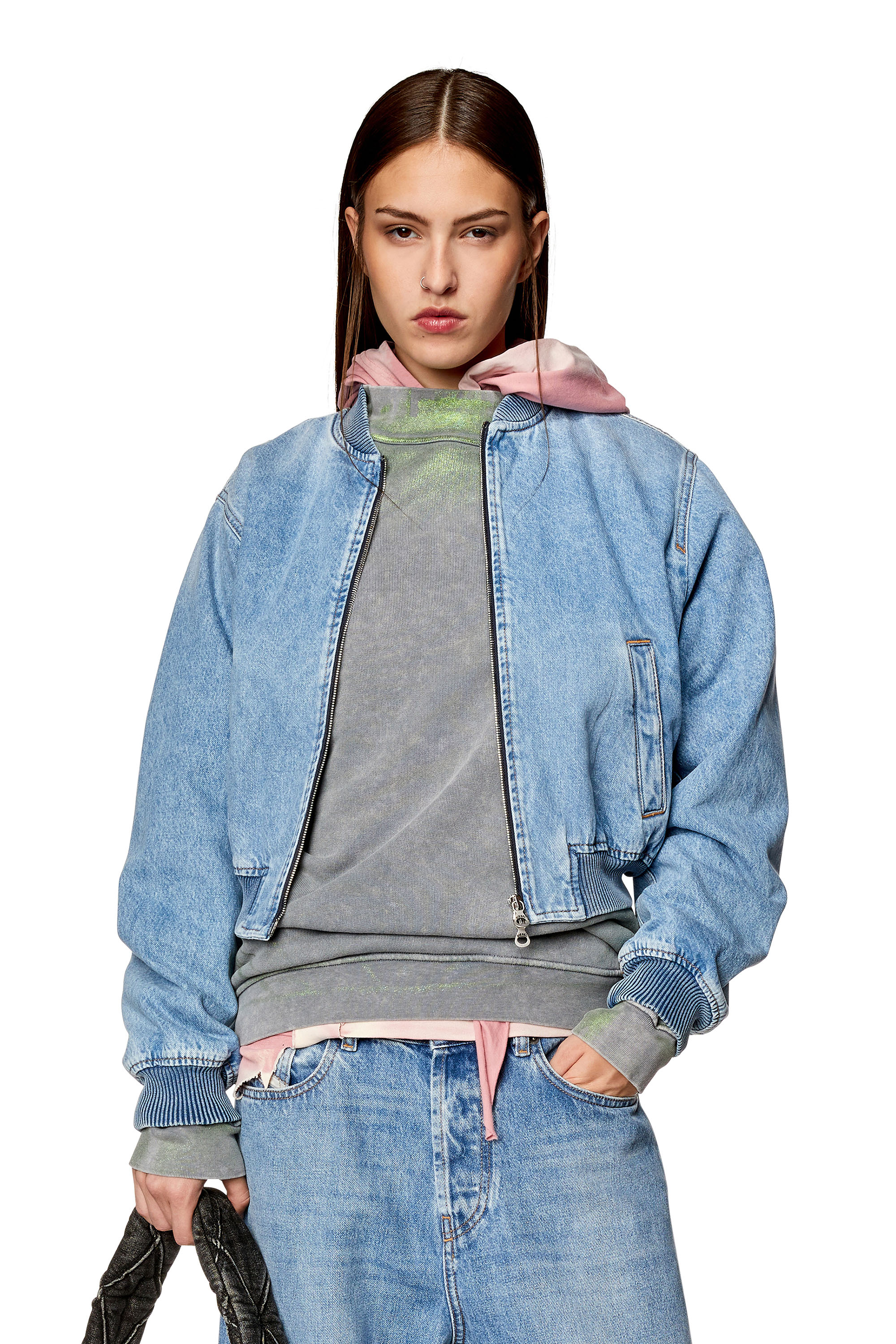 Diesel - Bomber jacket in denim - Denim Jackets - Woman - Blue