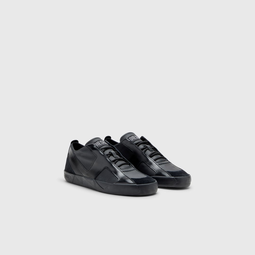 Diesel - S-Slante-D-Sneakers in suede and leather with D logo - Sneakers - Man - Black