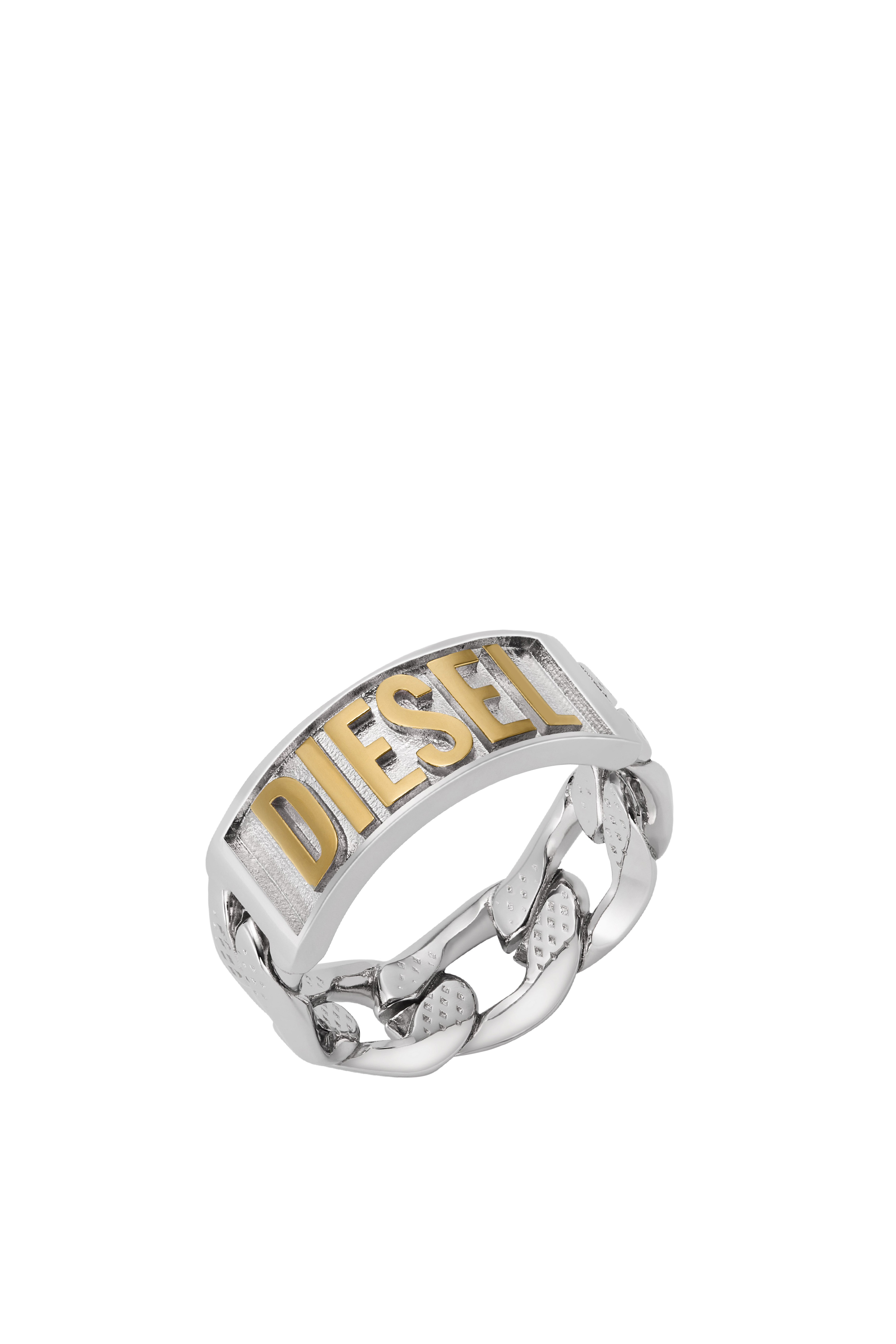 Diesel - Two-Tone Stainless Steel Band Ring - Anelli - Uomo - Argento