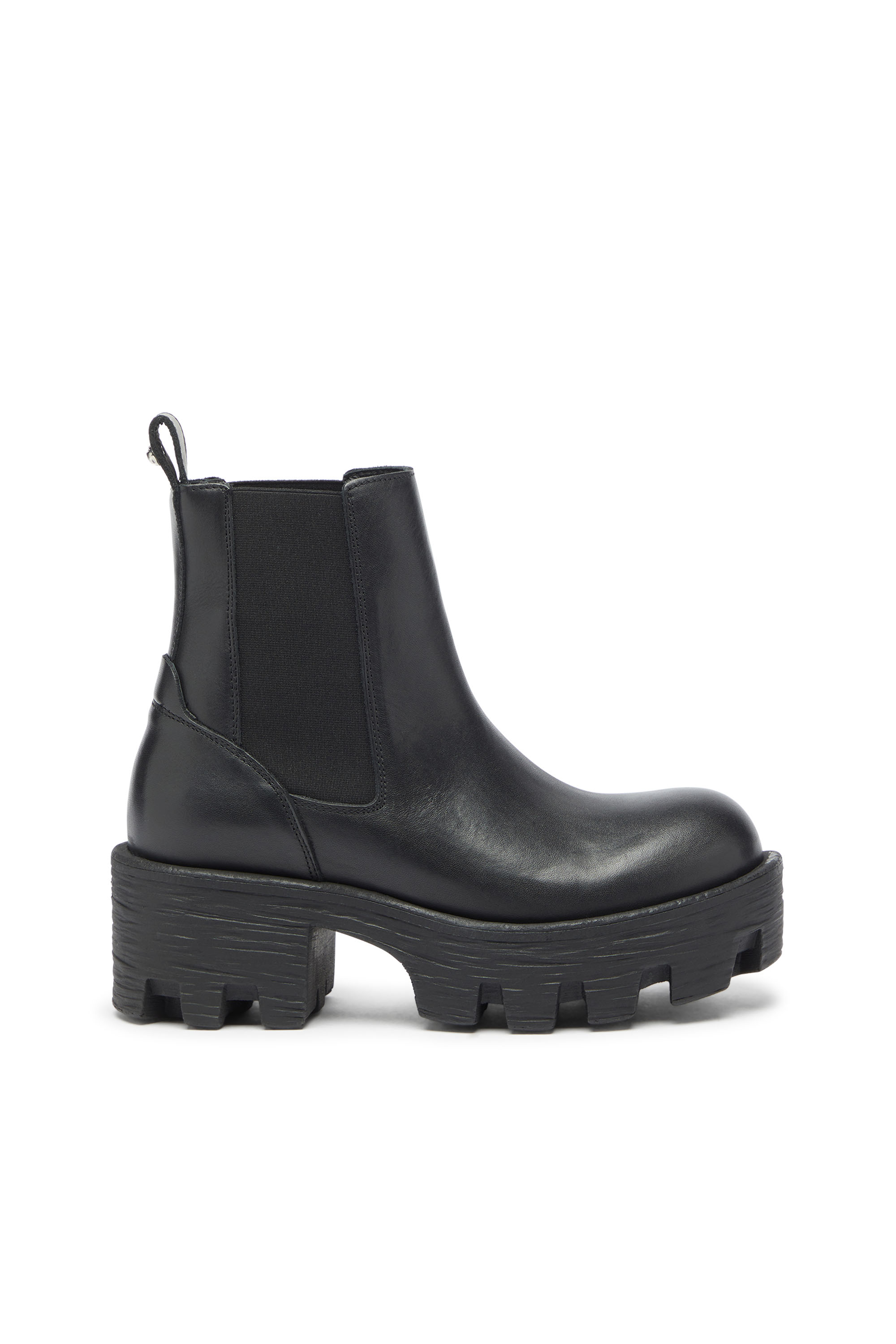 Diesel Women's Black - D-Hammer - Chelsea Boots In Leather With Lug Sole - Boots - Woman Size 41
