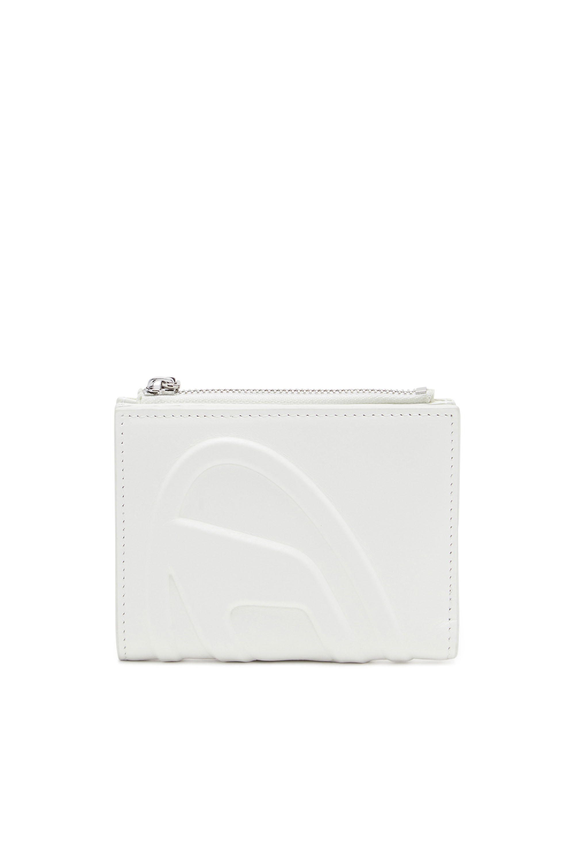 Diesel - Small leather wallet with embossed logo - Small Wallets - Woman - White