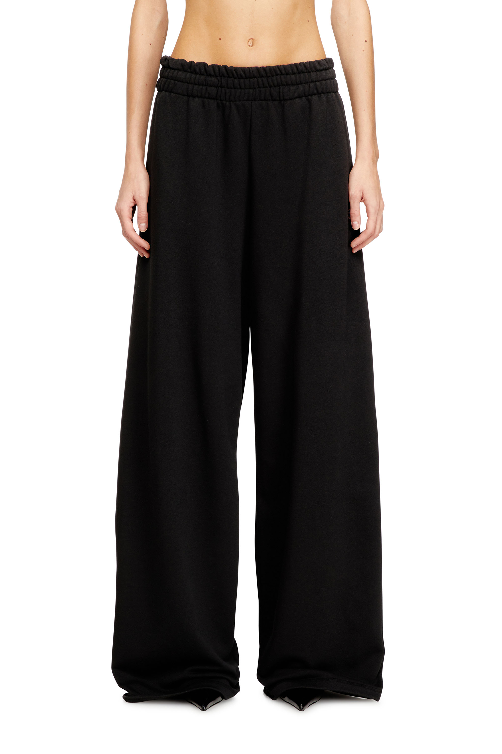 Diesel Women's Black - Loose Track Pants With Elastic Waistband - Pants - Woman Large
