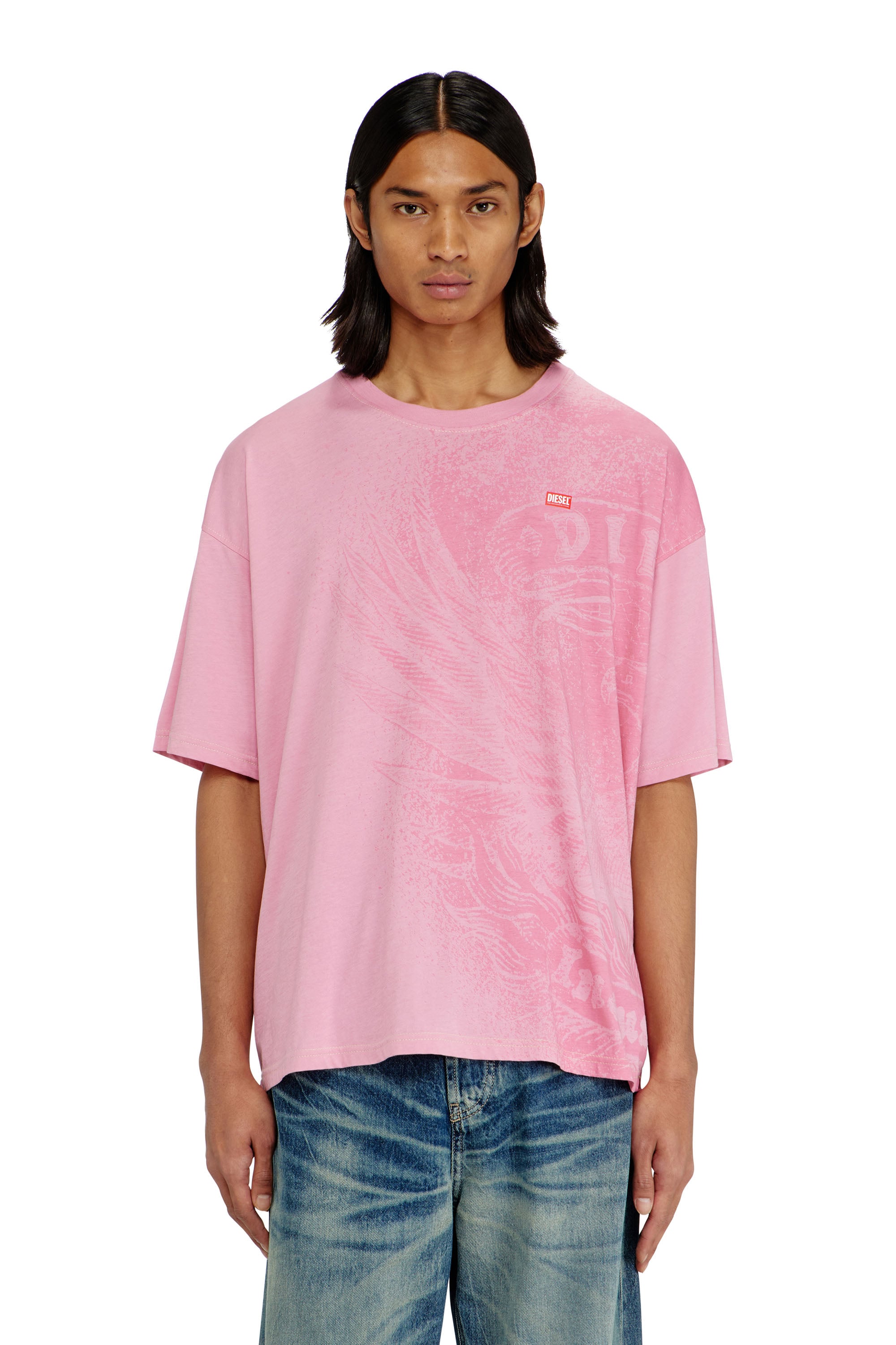 Diesel T-Shirt Décontracté Avec Impressions Pigmentaires T-Shirts Homme Rose Grand