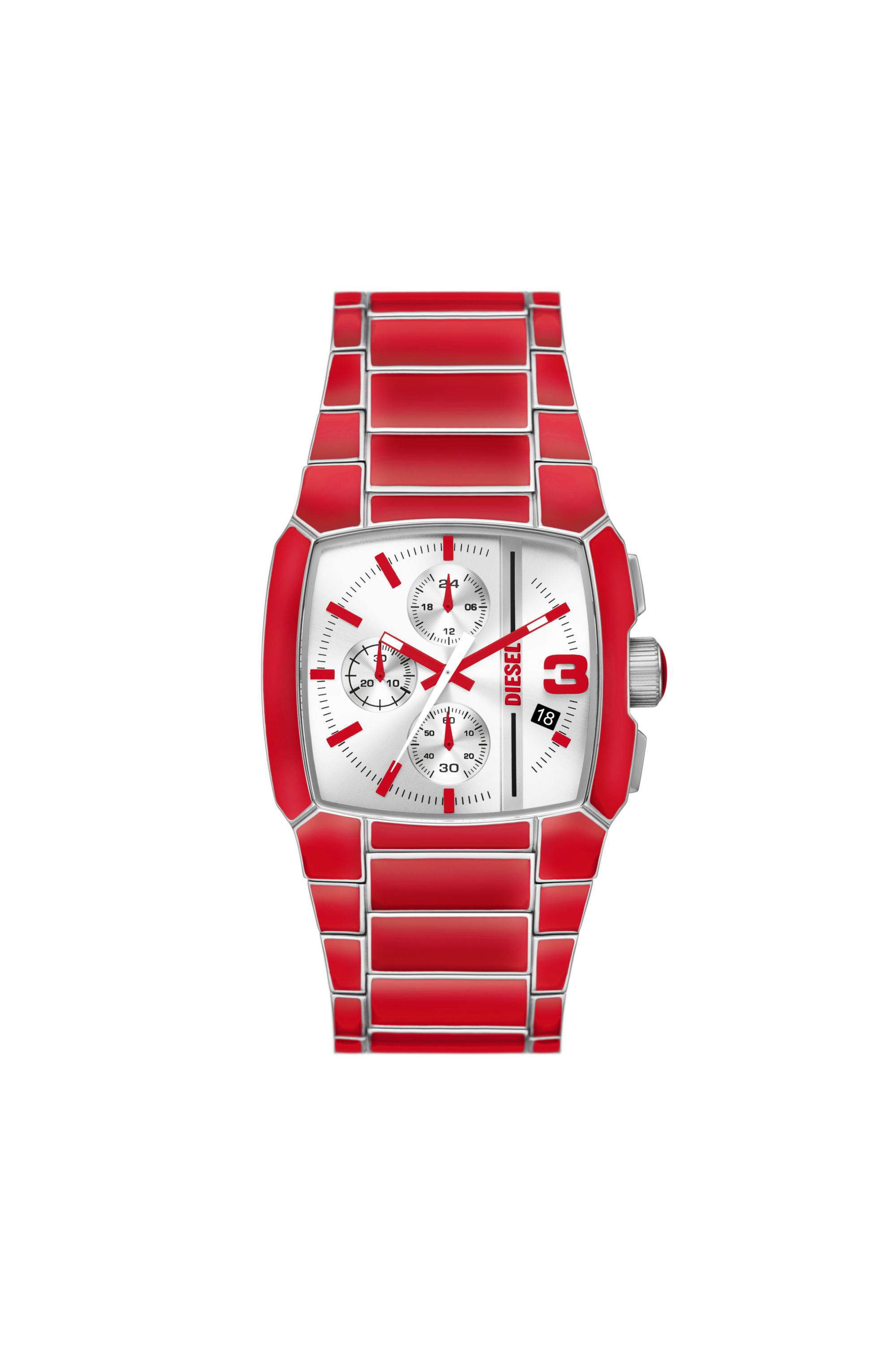 Diesel - Cliffhanger red enamel and stainless steel watch - Timeframes - Unisex - Red