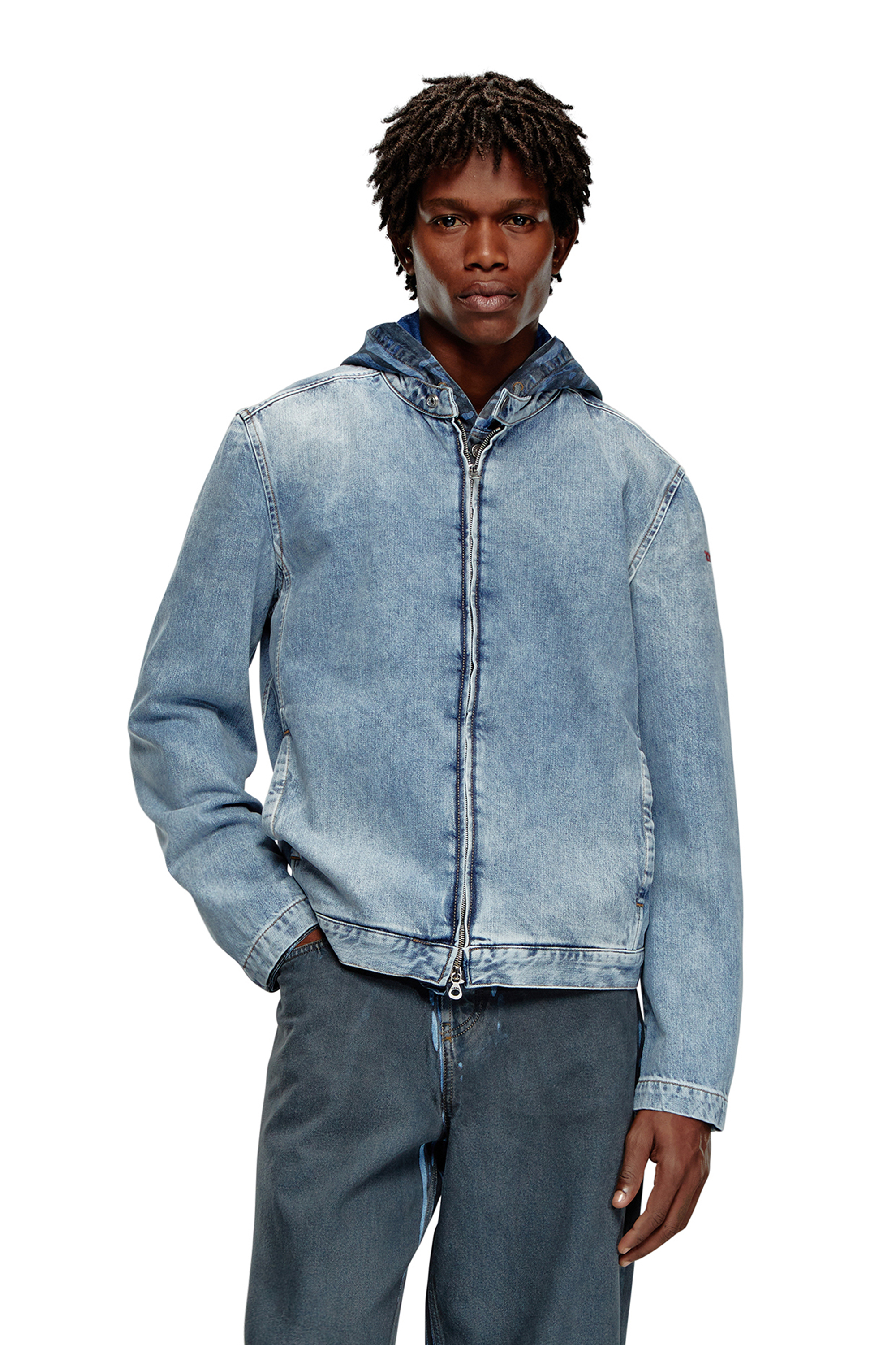 Diesel - Zipped jacket in denim - Denim Jackets - Man - Blue