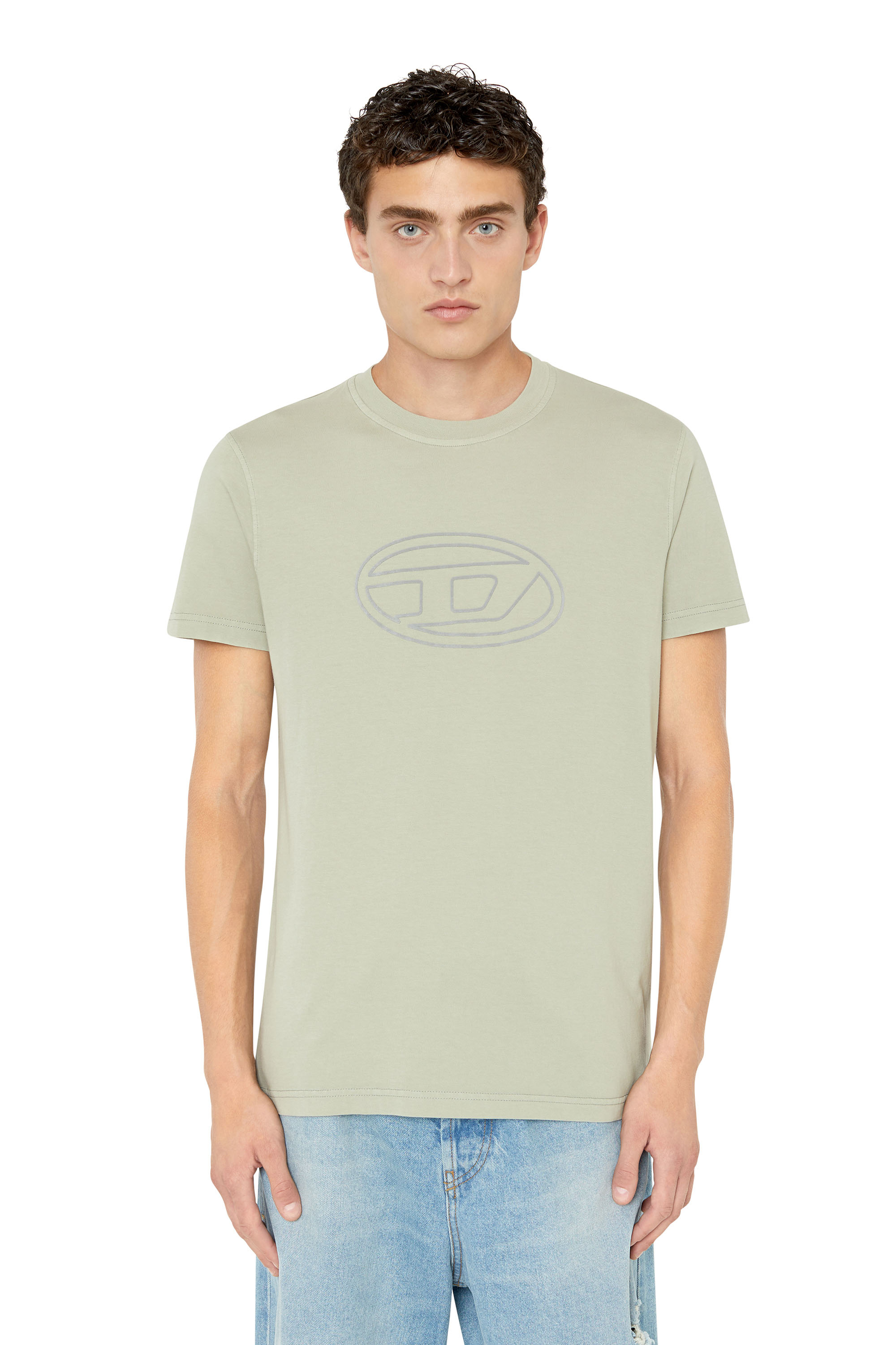 Diesel - T-shirt con logo floccato iridescente - T-Shirts - Uomo - Grigio
