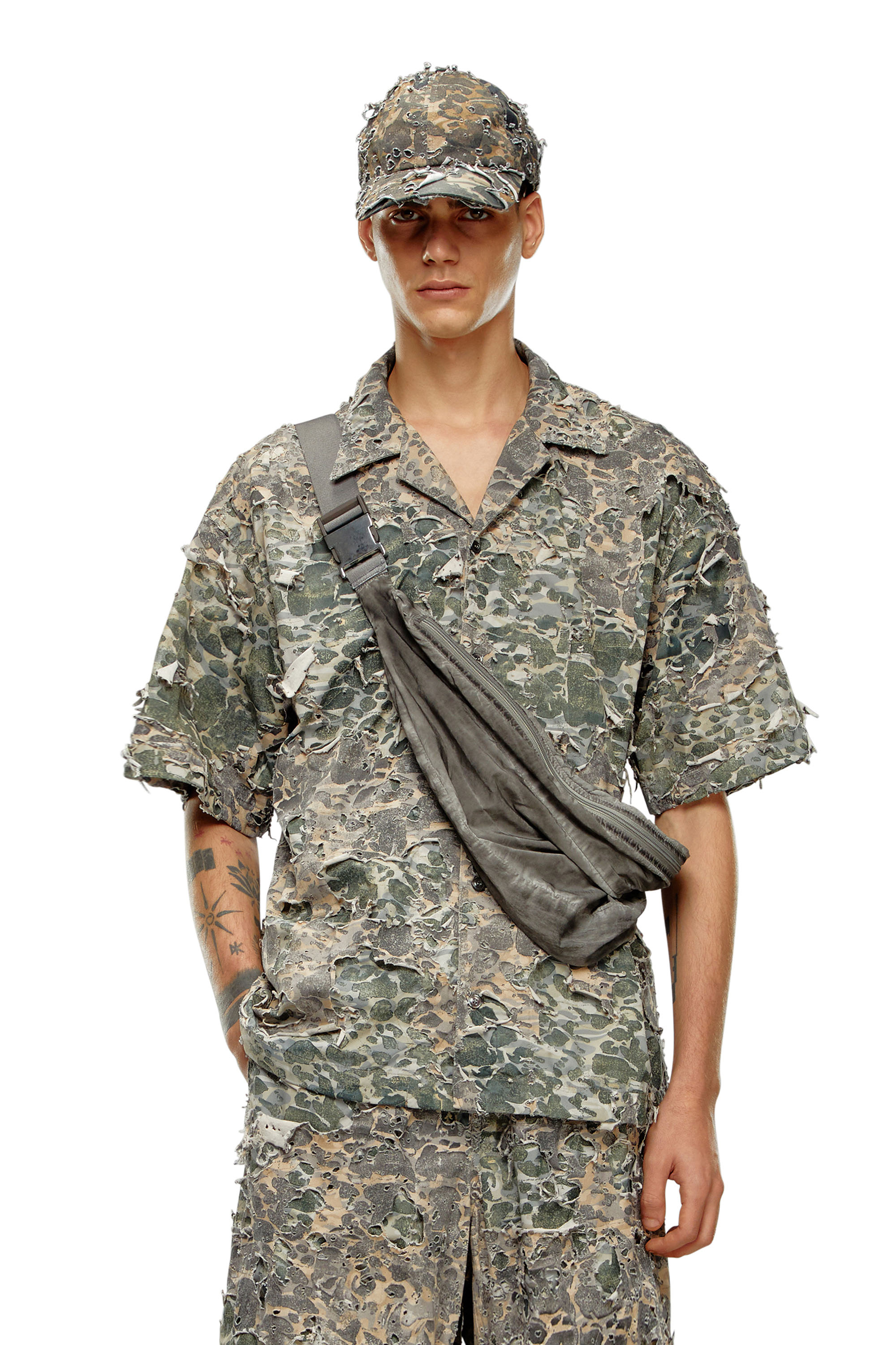 Diesel - Camo shirt with destroyed finish - Shirts - Man - Multicolor