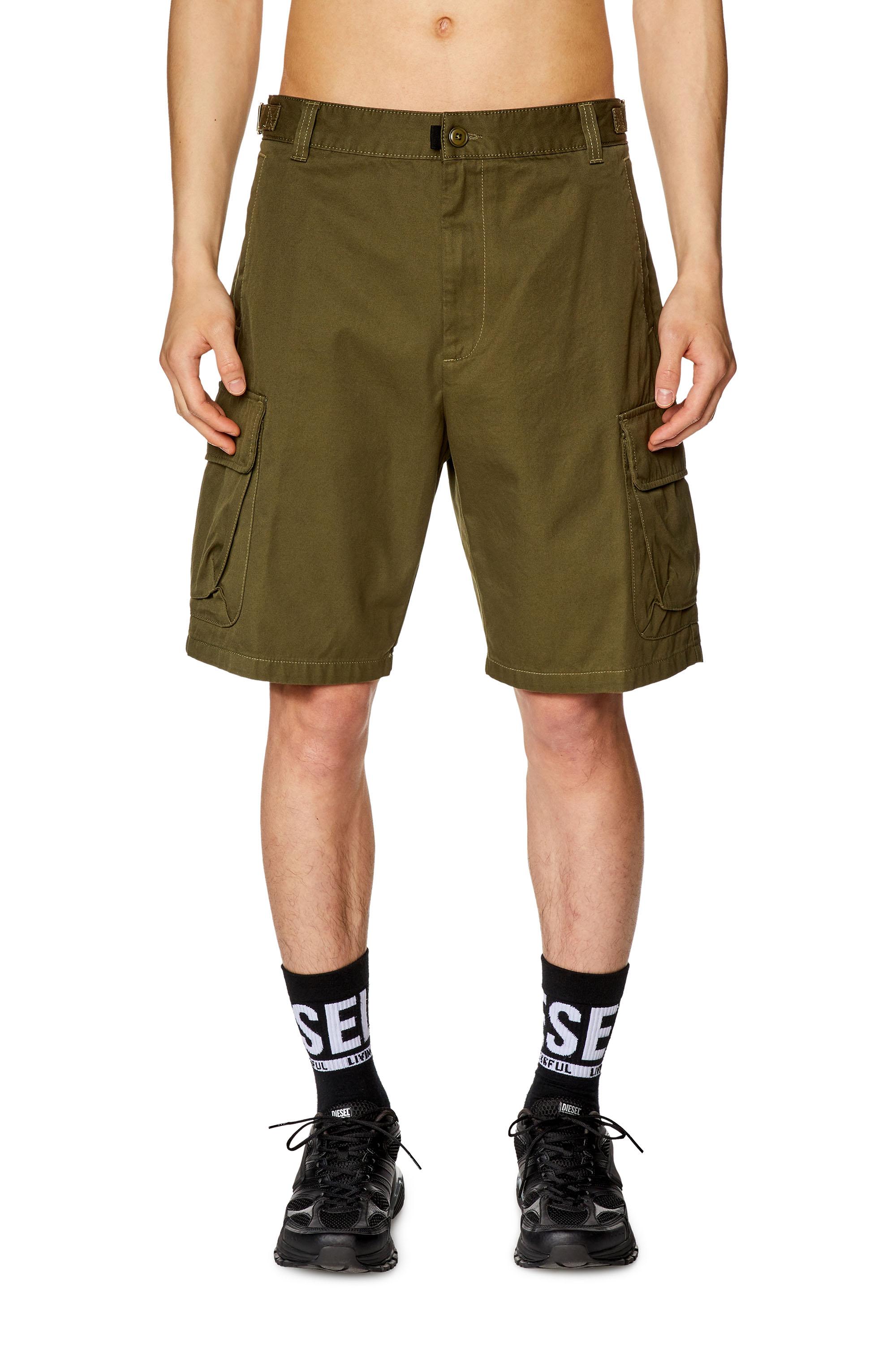Diesel - Pantalones cortos de sarga de algodón orgánico - Shorts - Hombre - Verde