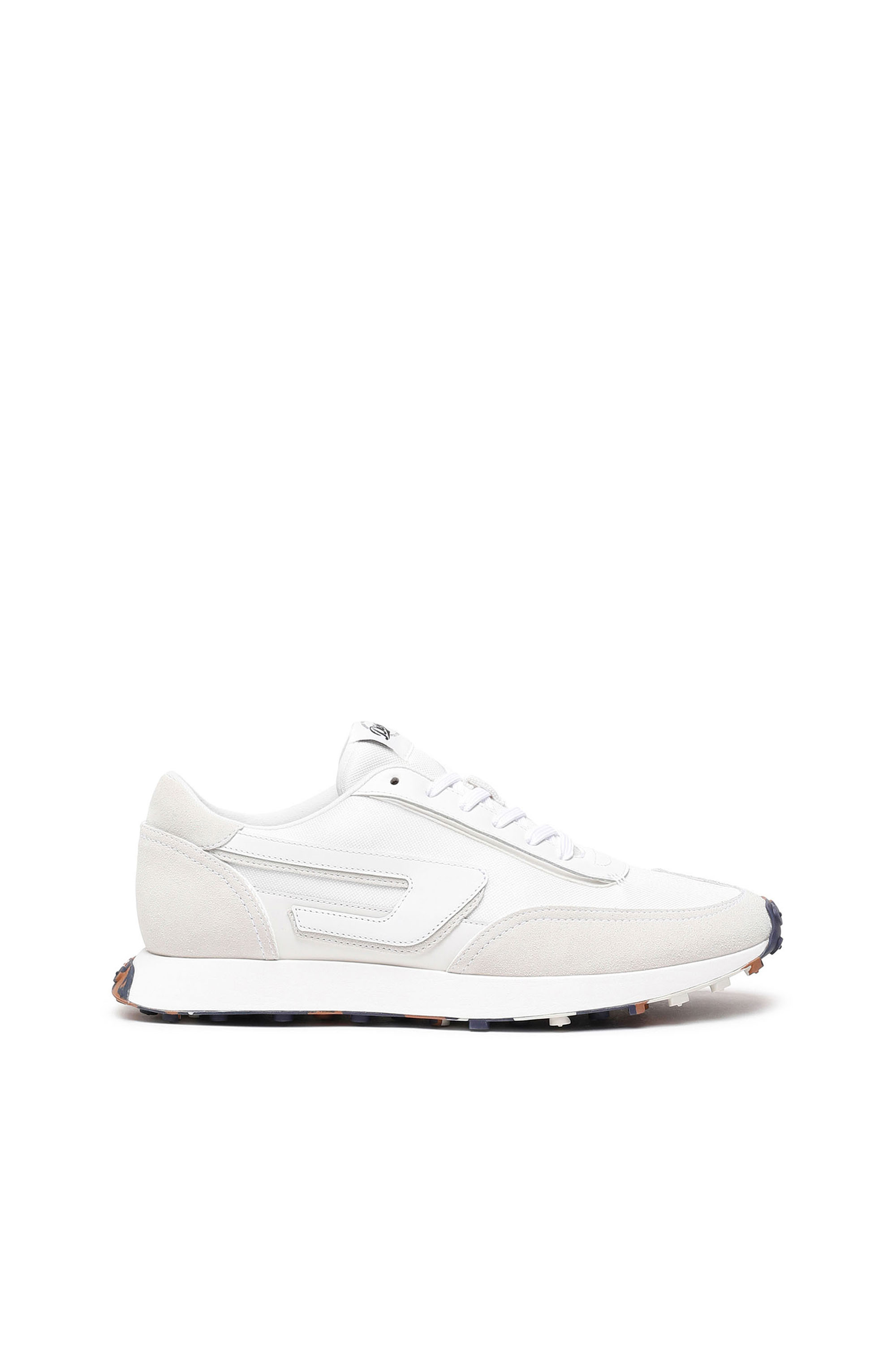 Diesel Mesh And Suede Trainers With Camo Sole In White