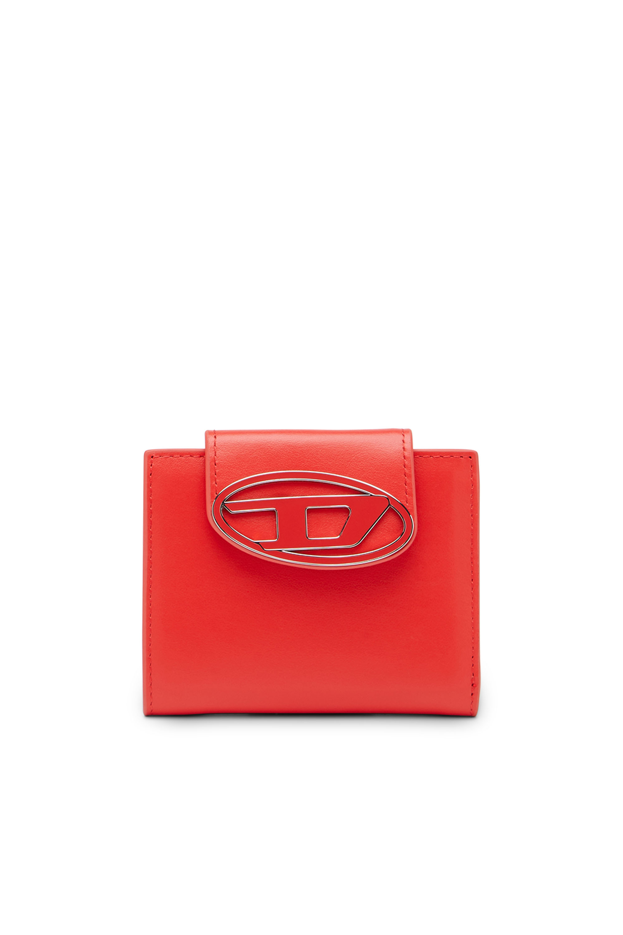 Diesel - Portafoglio in nappa con targhetta con logo - Portafogli Piccoli - Donna - Rosso