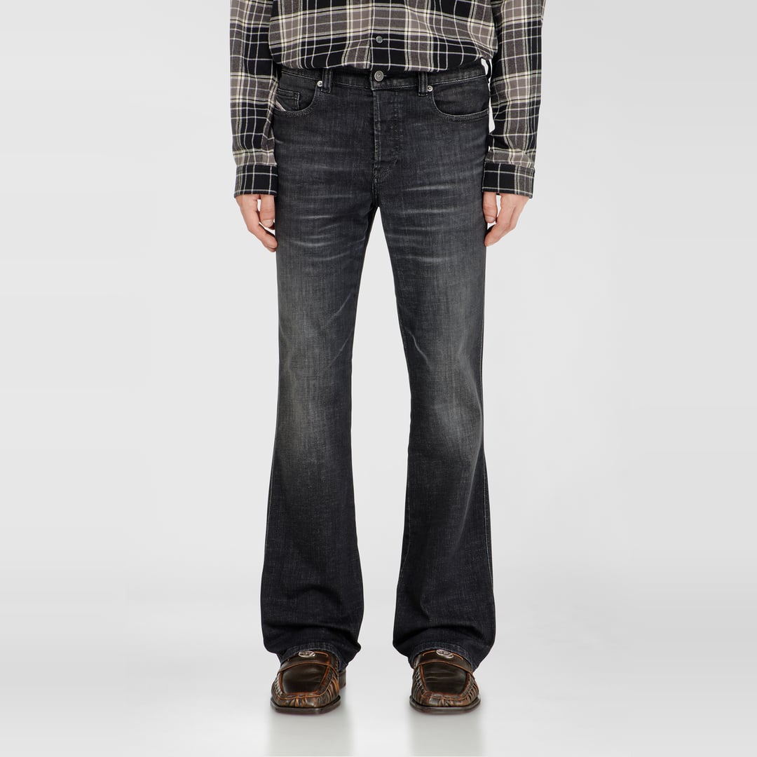 Diesel Bootcut Jeans Regular Waist 1998 D-Buck, Black/Dark grey, Button fly