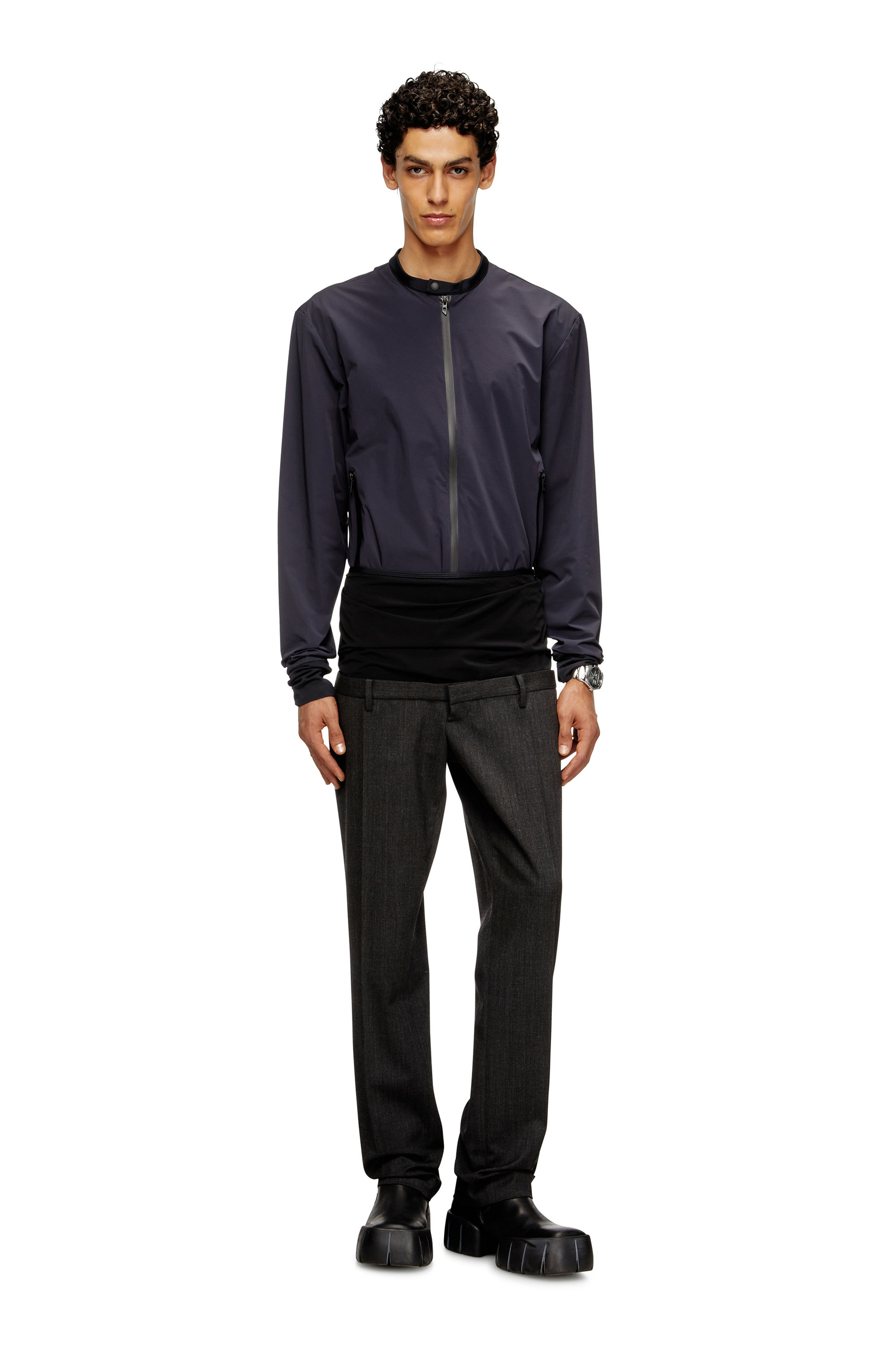 Diesel - J-DOMNALL-NY, Man's Jacket in bi-stretch nylon in Dark Blue - 2