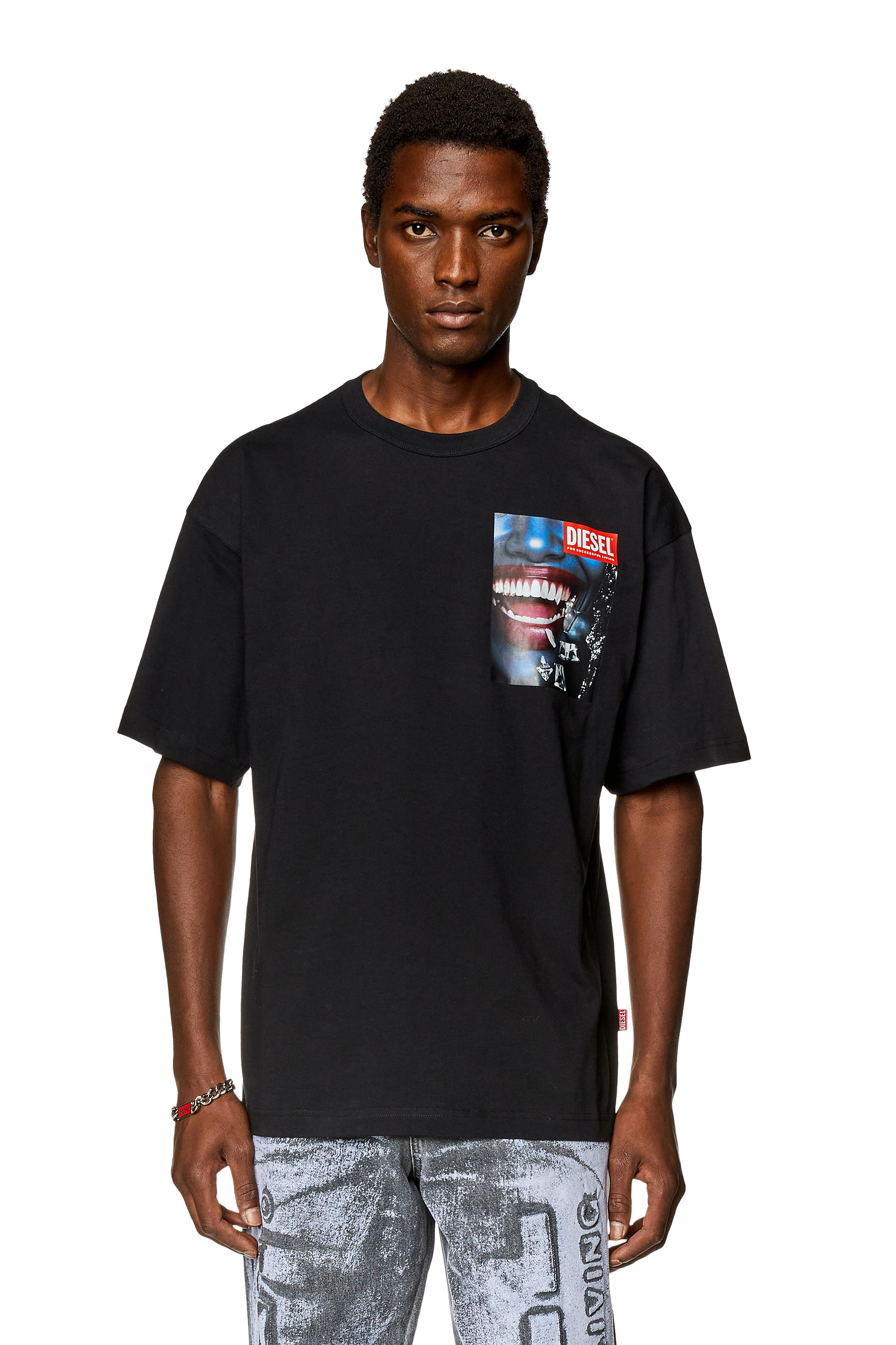 Diesel - T-shirt con stampa Smile - T-Shirts - Uomo - Nero