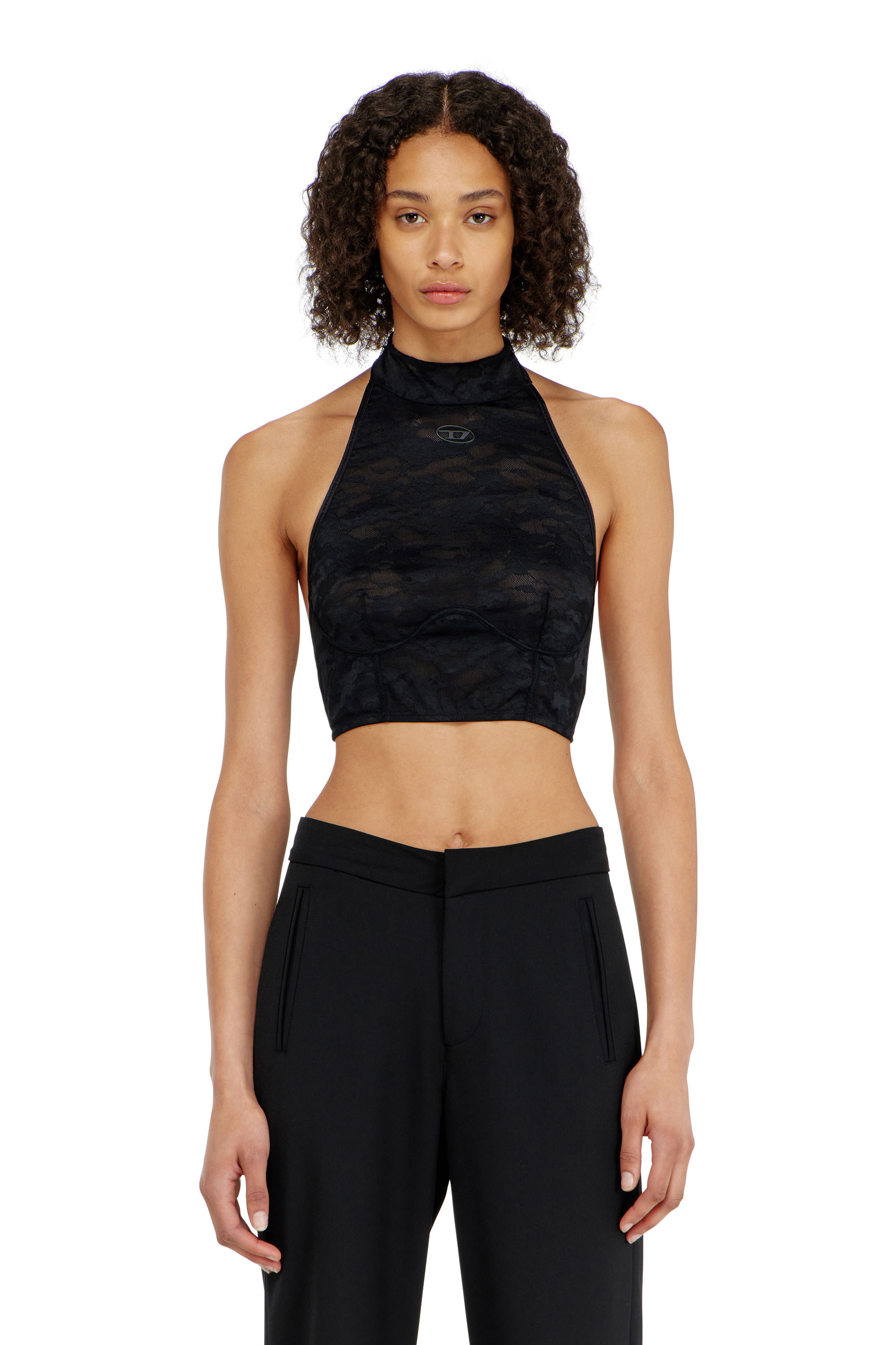 Diesel - MARCIA-UTLT, Woman's Lace bralette with halter neck in Black - 1