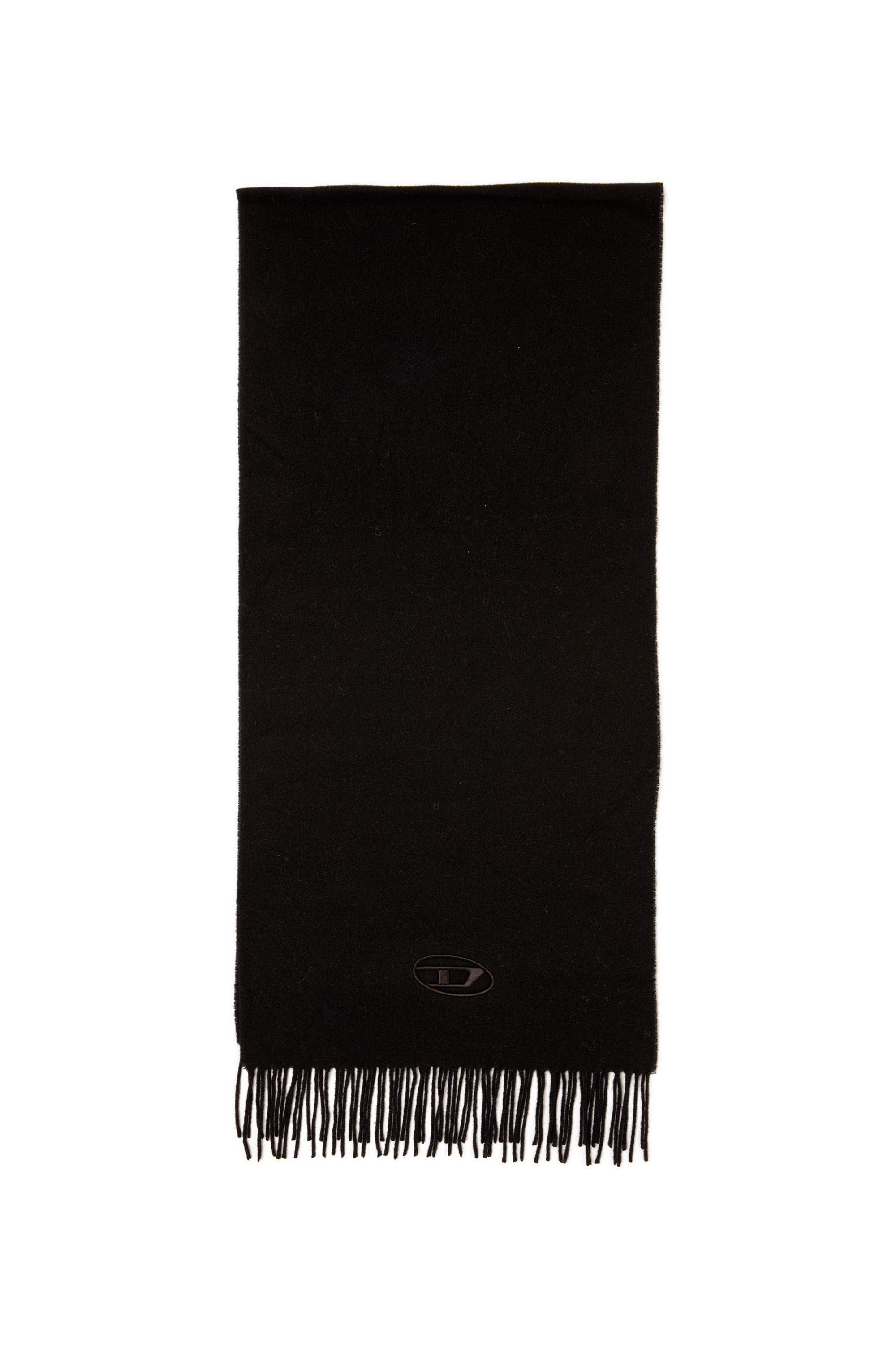 Diesel Men's Black - Wool-Blend Scarf With Fringed Edges - Scarf - Man Uni