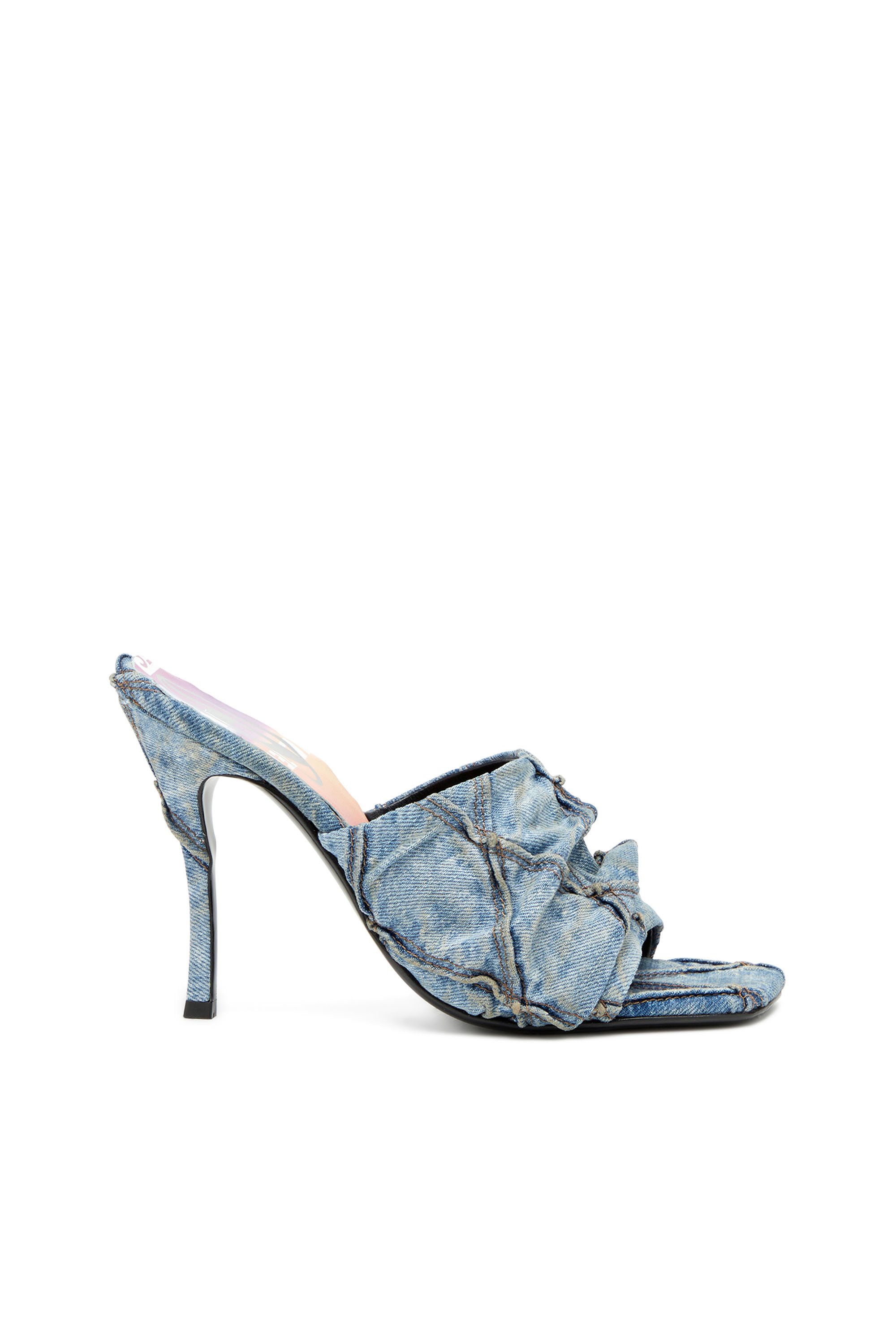 Diesel - D-Sydney Sdl - Mule sandals with quilted denim band - Sandals - Woman - Blue