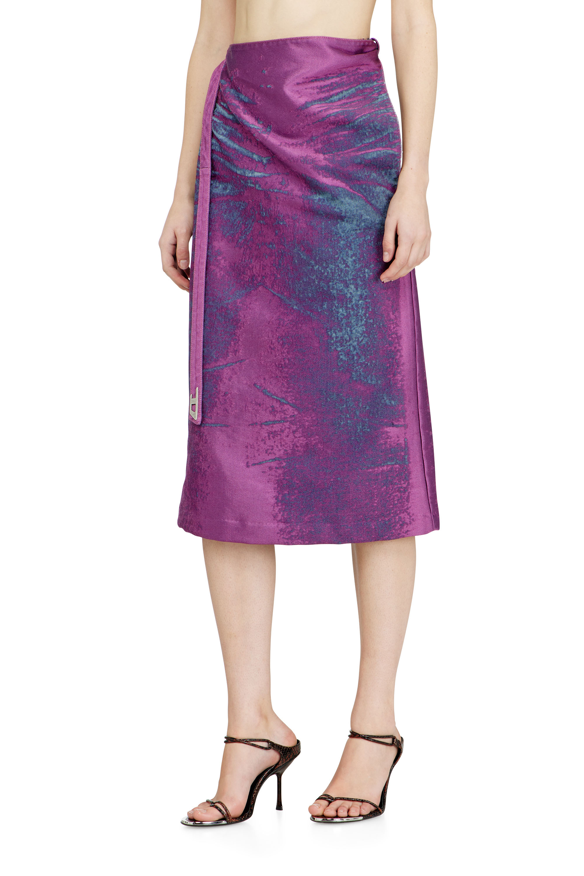 Diesel Women's Violet - Midi Skirt In Coloured Satin Denim - Skirts - Woman Size 30