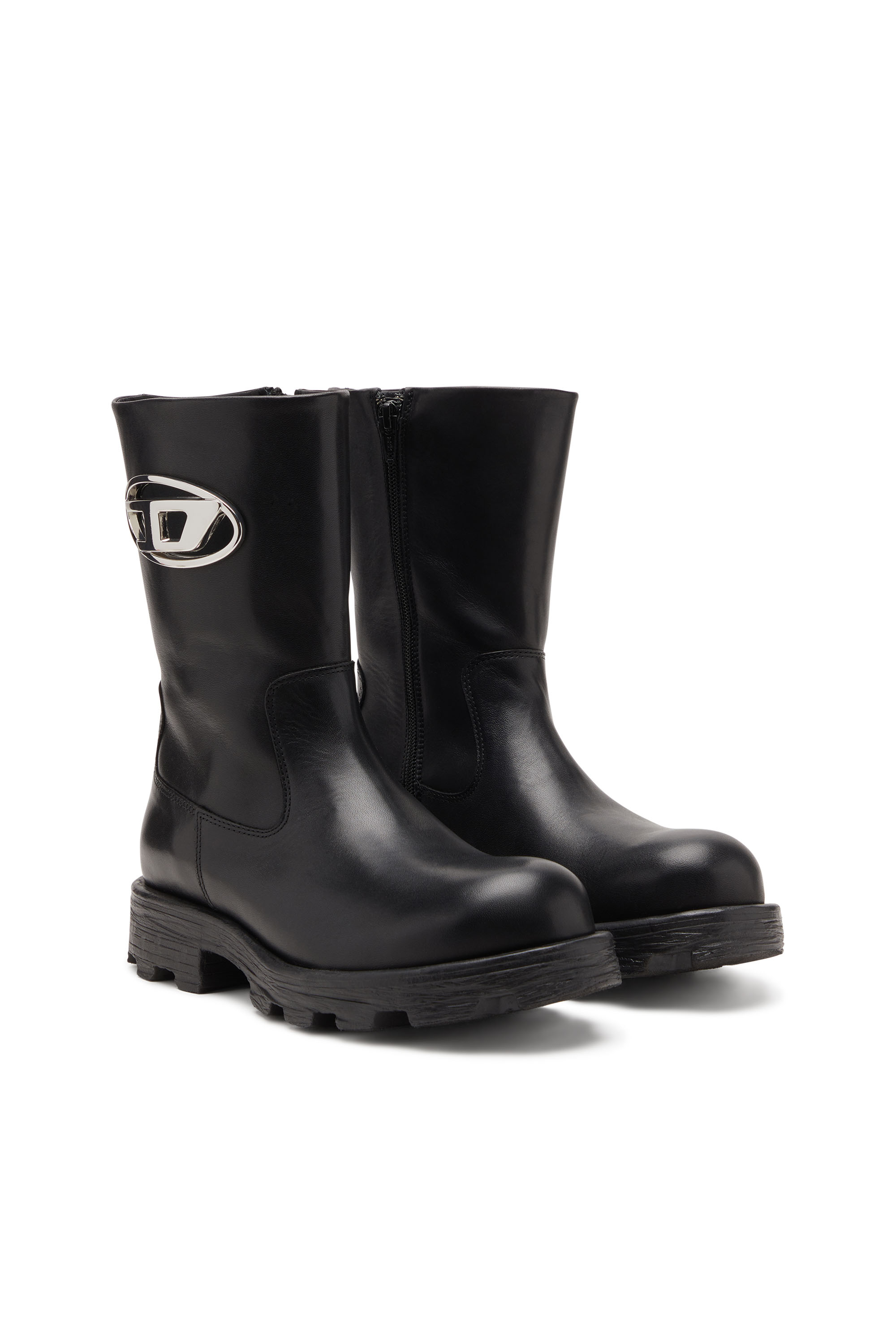 Diesel - D-HAMMER BKR D W, Woman's D-Hammer-Biker boots in shiny leather in Black - 3