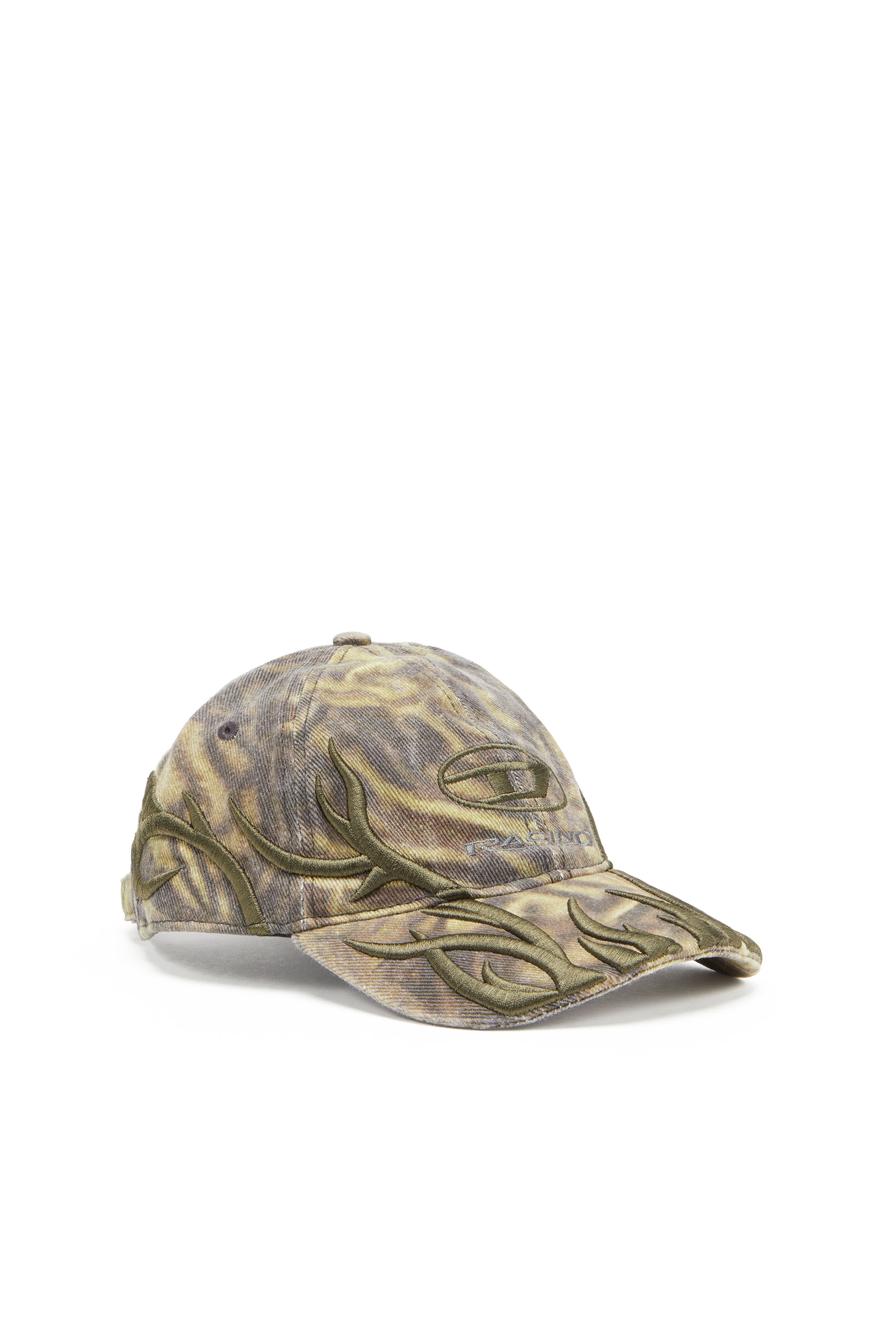 Diesel Camo Baseball Cap With Embroidery In Multicolor