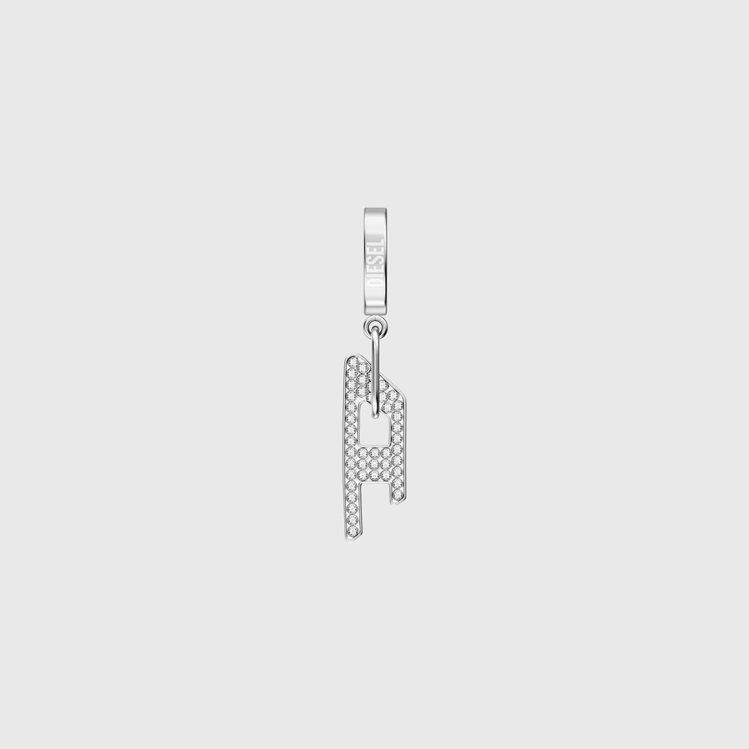 Diesel - Stainless steel glitz D drop earring - Earrings - Unisex - Silver
