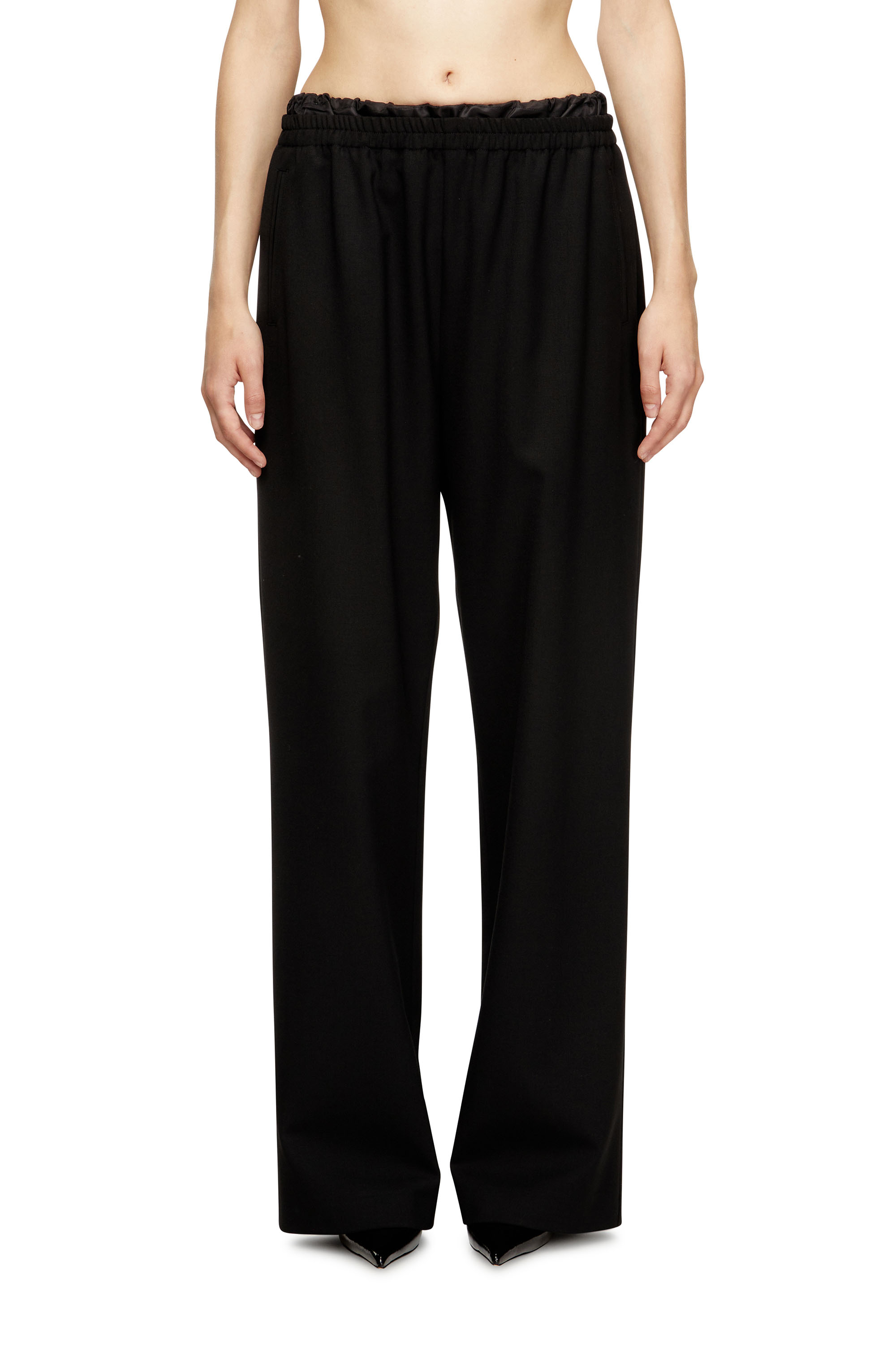 Diesel Wool Pants With Drawstring In Black