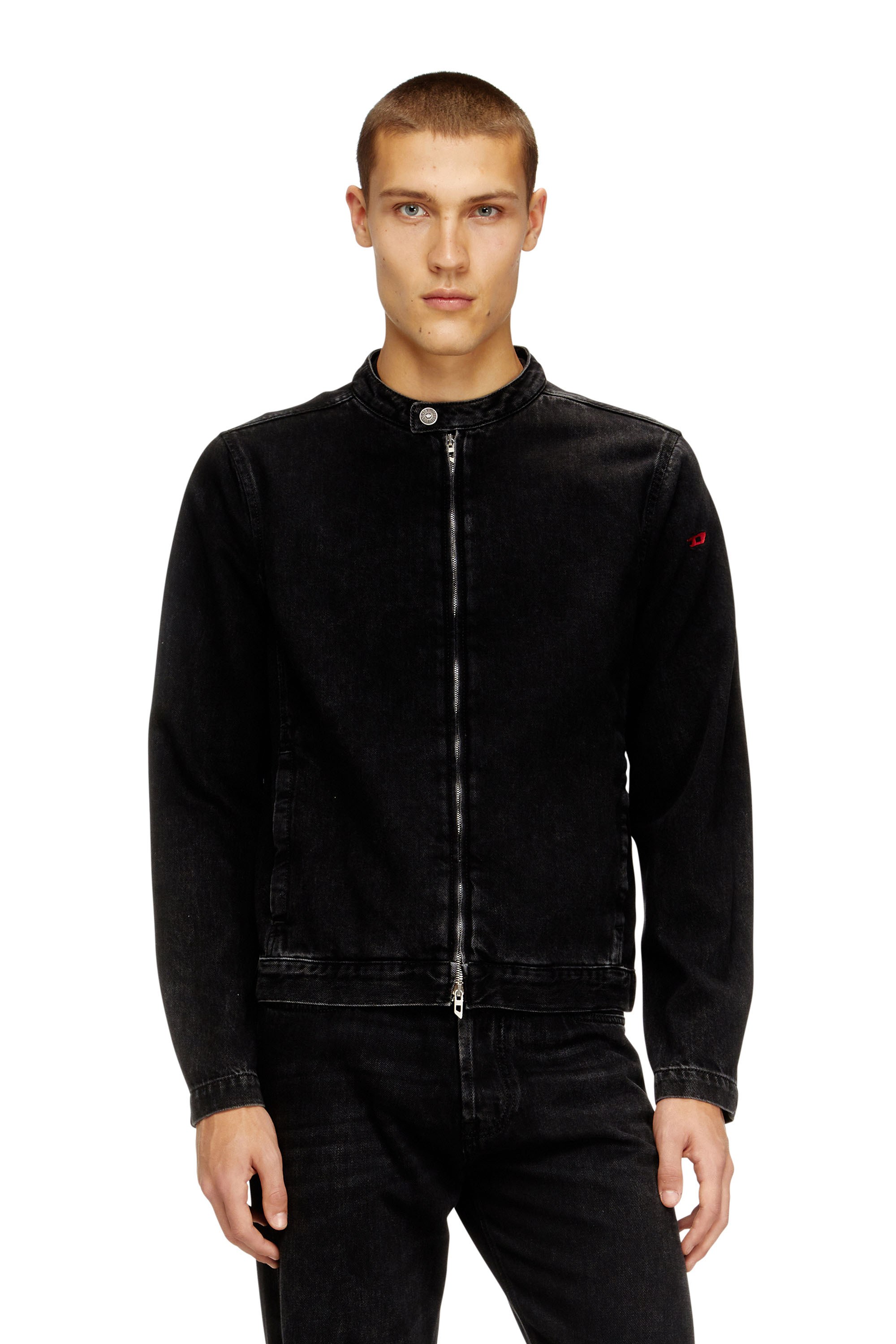Diesel Men's Black - Moto Jacket In Clean-Wash Denim - Denim Jackets - Man Medium