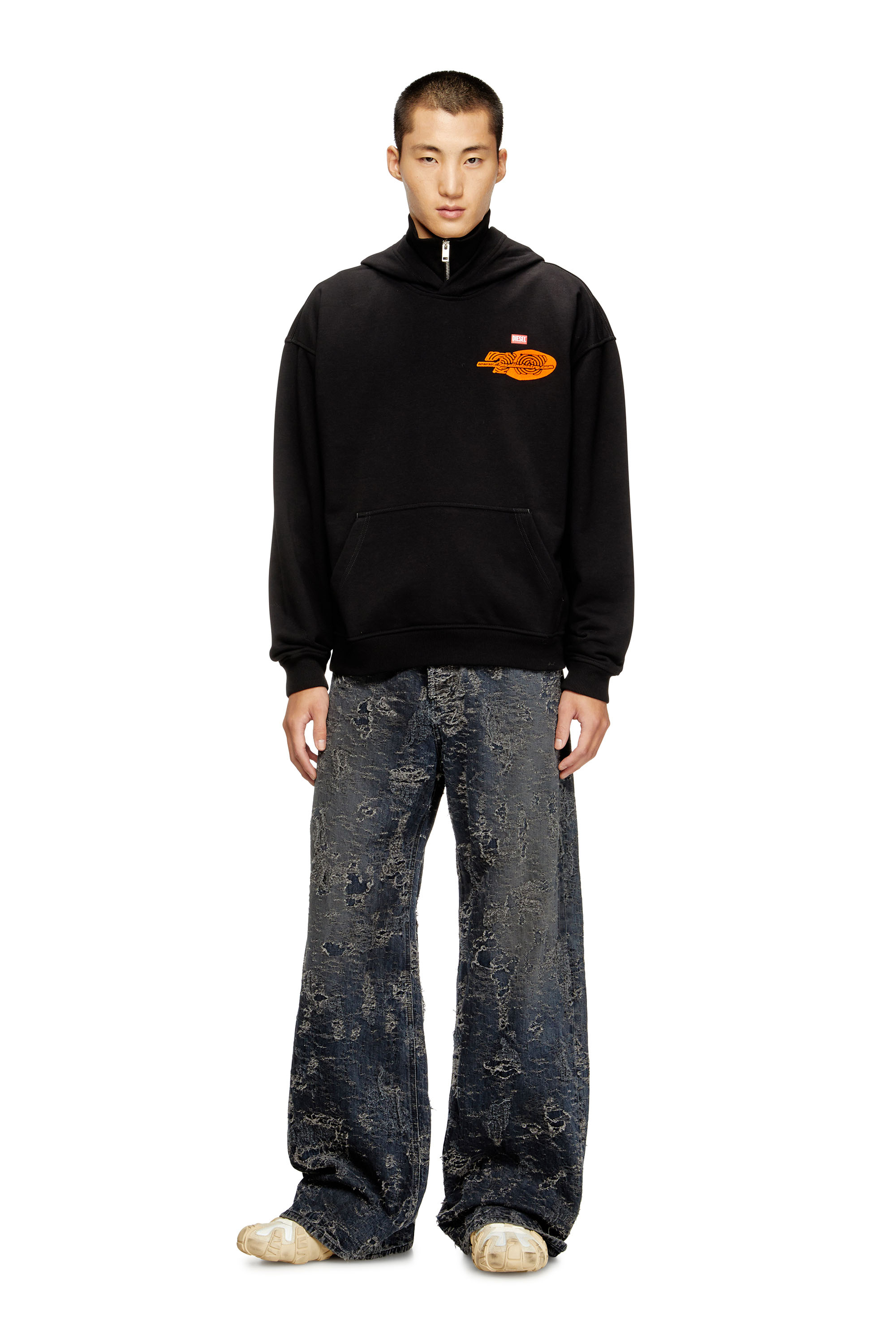 Diesel - S-BOXT-HOOD-T5, Man's Cotton hoodie with back print in Black - 2