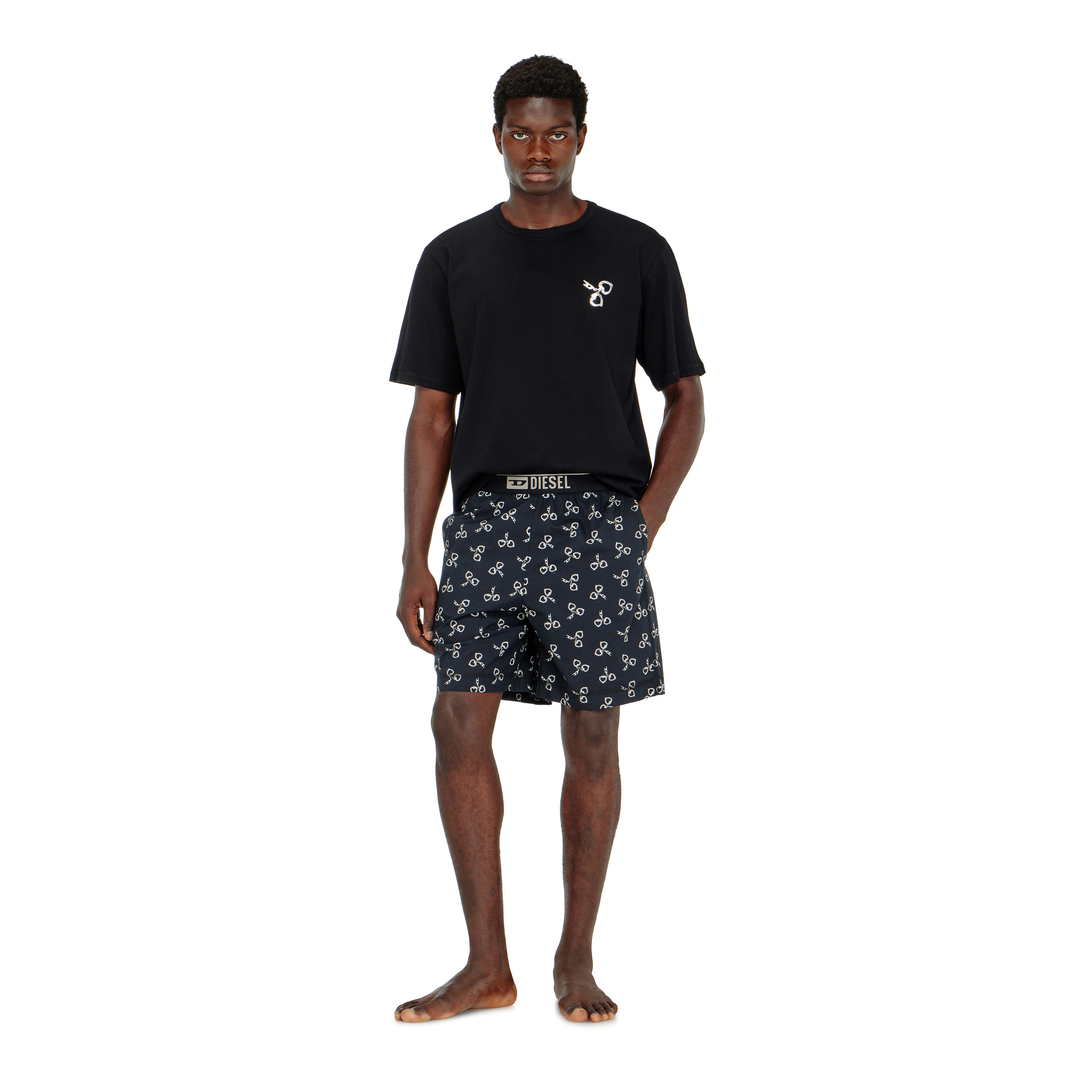 Diesel - Pyjama en coton avec motif menottes - Pyjamas - Homme - Noir