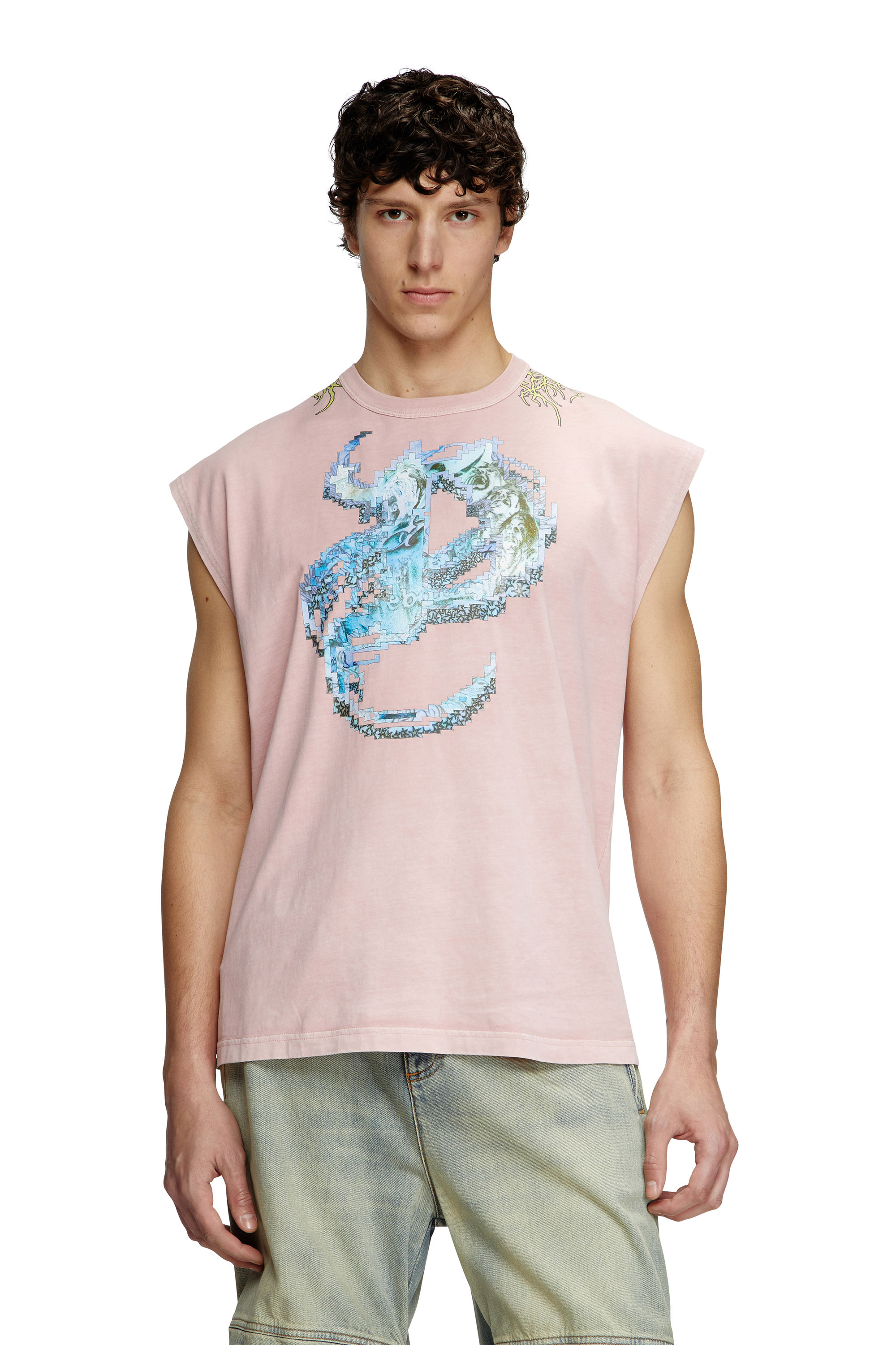 Diesel - Tank top with tattoo graphics - T-Shirts - Man - Pink