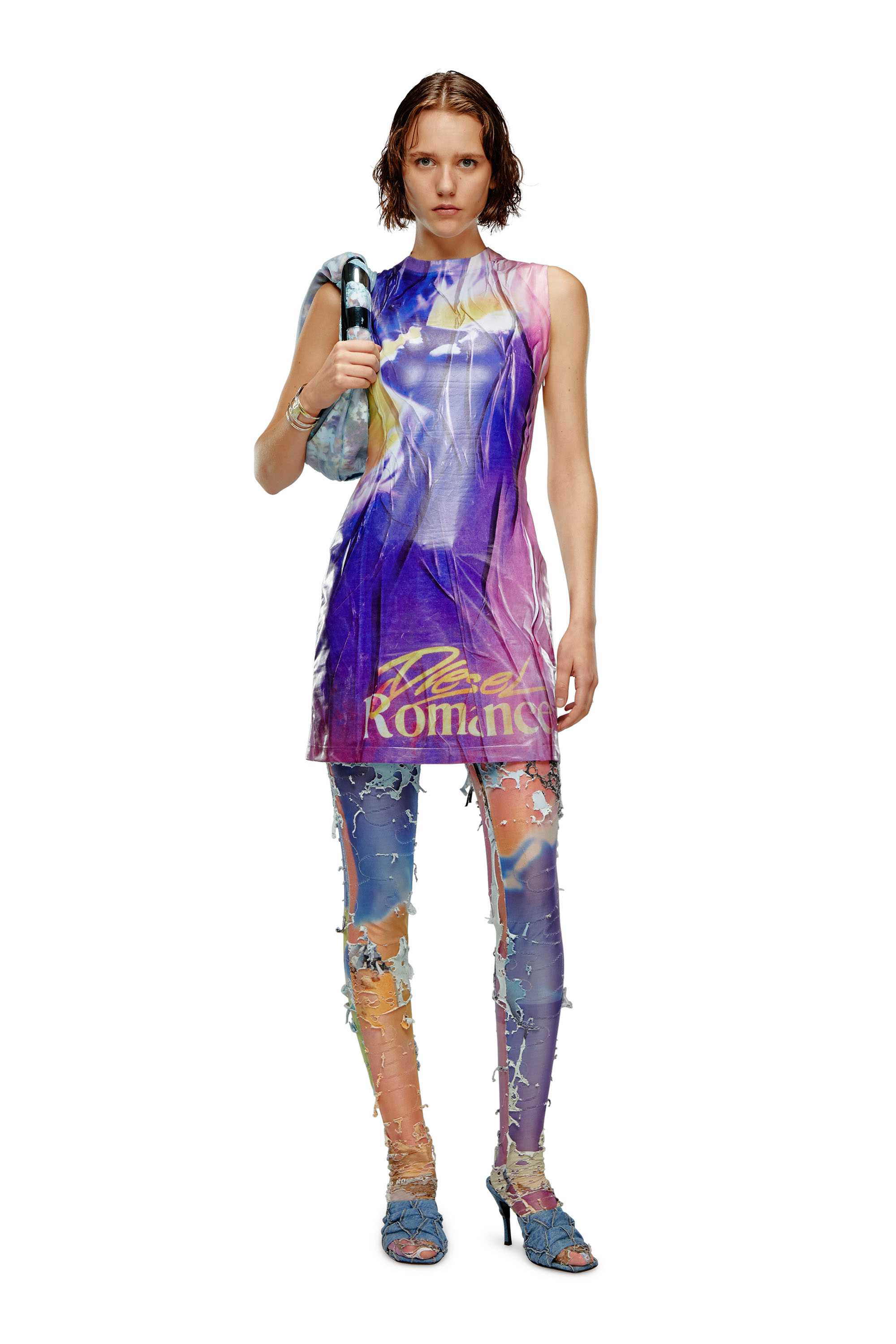 Diesel - Vestido largo con estampado de póster - Vestidos - Mujer - Multicolor