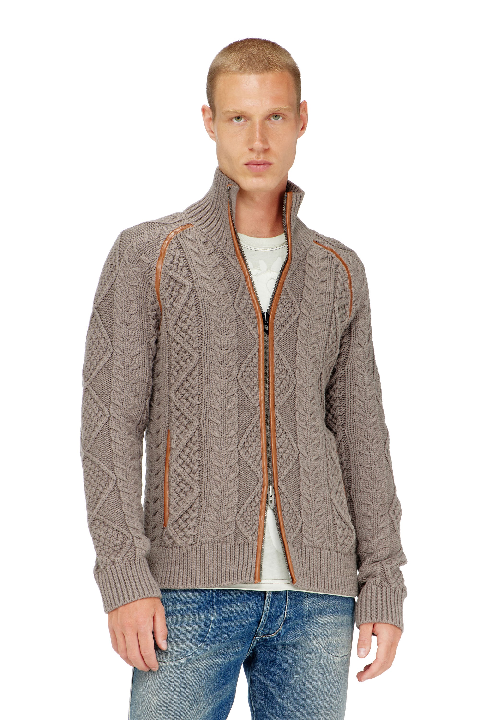 Diesel Hombre - Cárdigan De Punto Trenzado Con Cremallera - Punto Xxl
