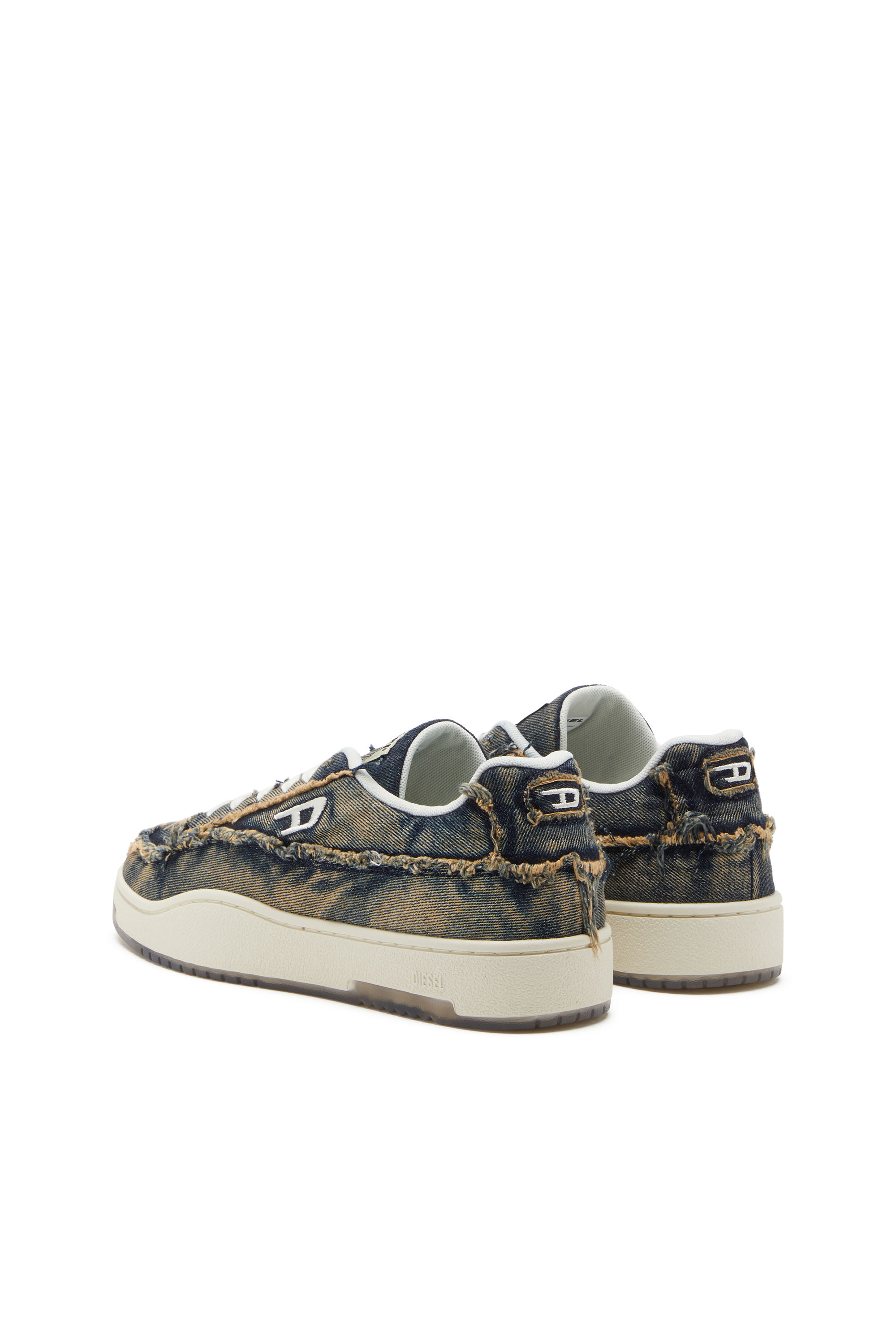 Diesel - S-TRACKER-D LOW, Man's S-Tracker-D-Frayed denim sneakers with transparent sole in Blue - 4