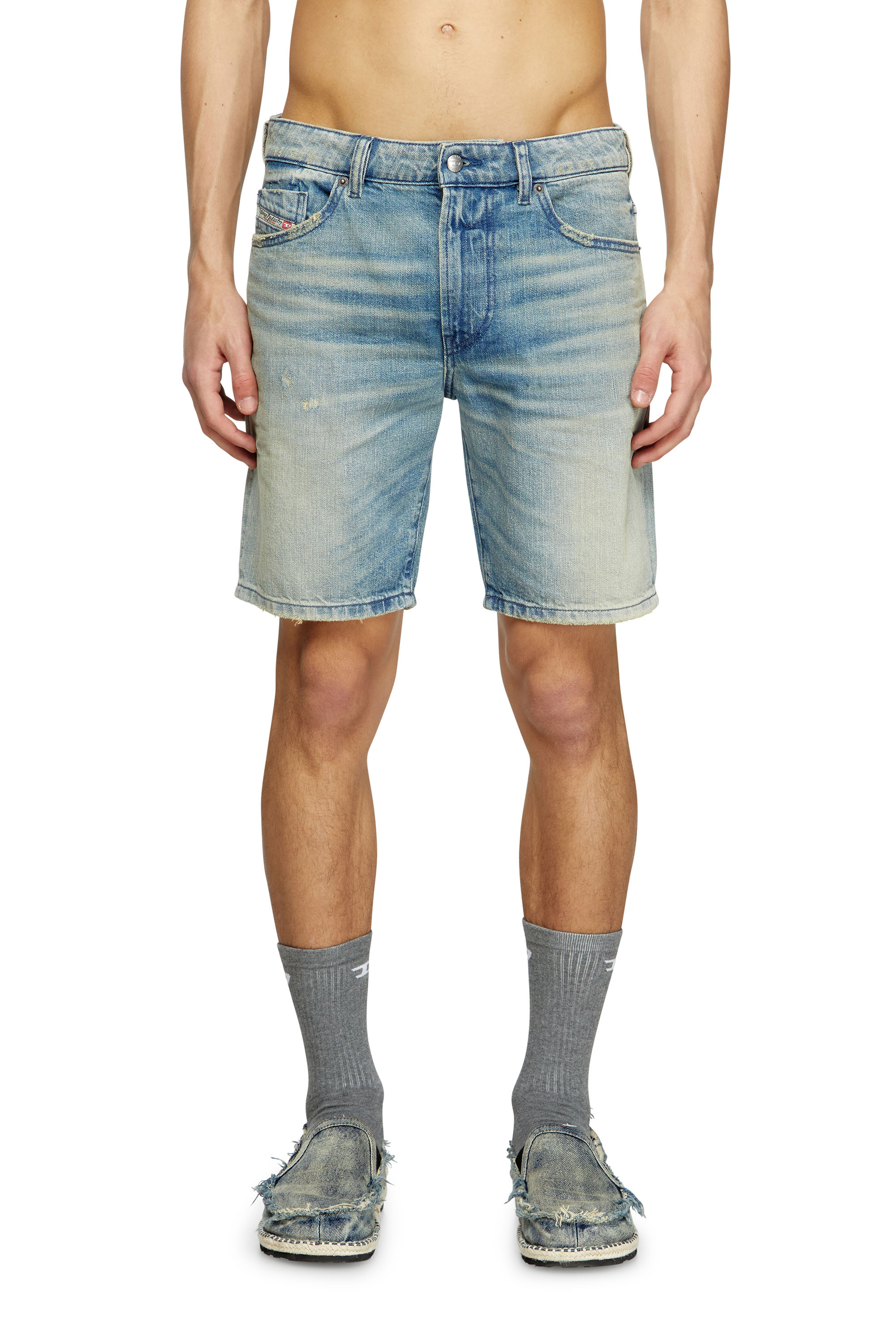 Diesel Men's Blue - Slim Shorts In Worn-Effect Denim - Denim Short Pants - Man Size 29
