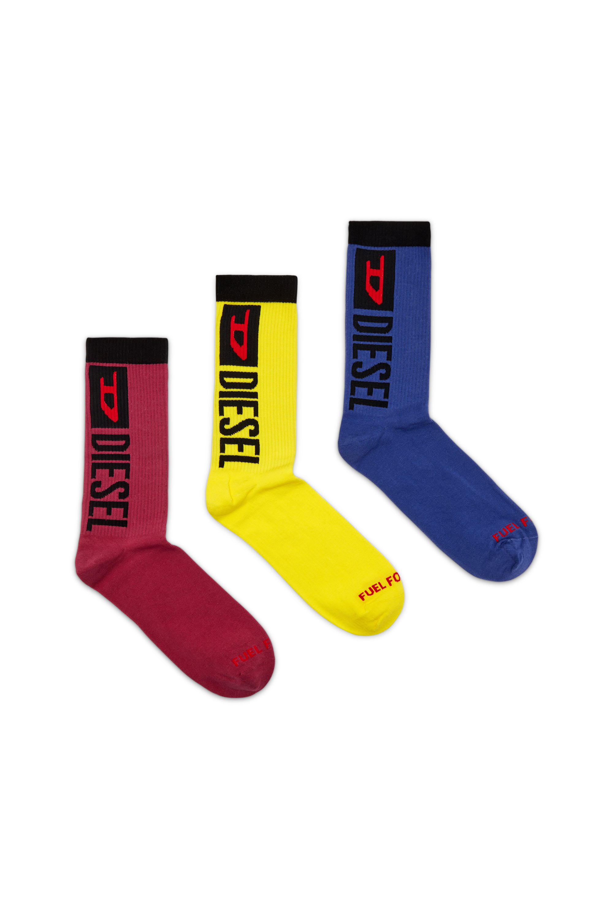 Diesel - Paquete de tres calcetines con eslogan - Calcetines - Hombre - Multicolor