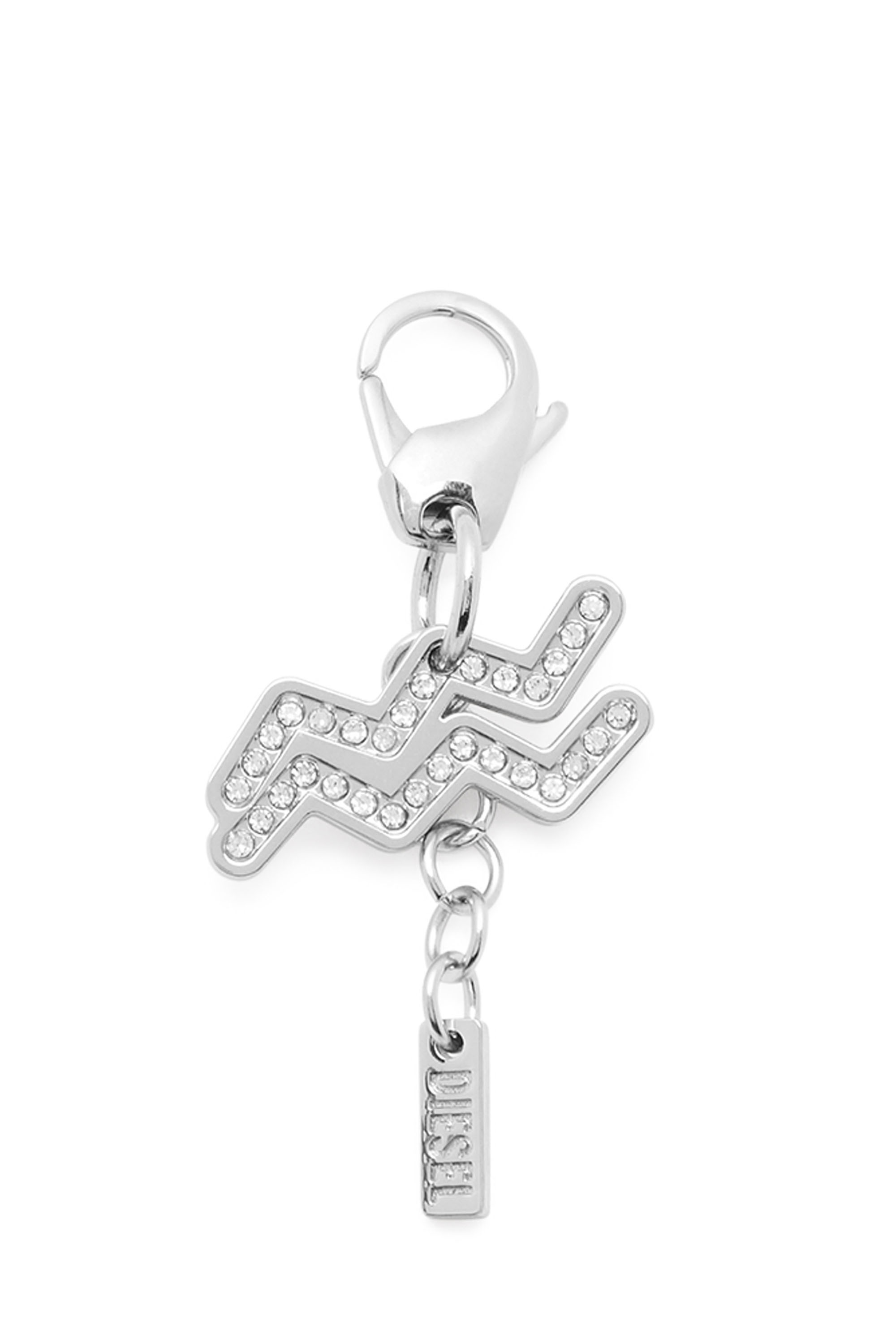Diesel Unisex Silver - Metal Aquarius Charm With Rhinestones - Charms And Keyrings Uni