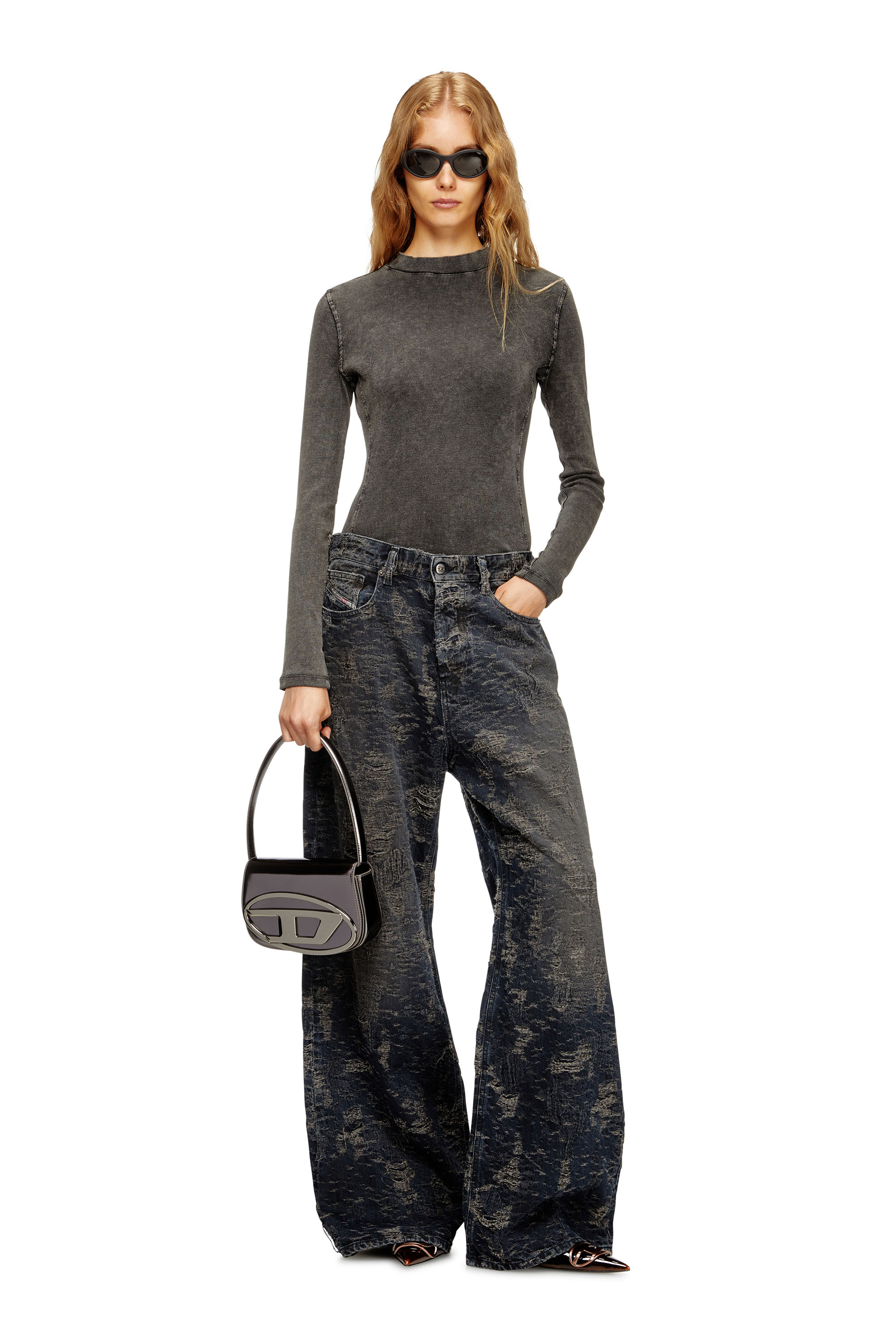 Diesel - 1DR, Woman's 1DR-Iconic shoulder bag in mirrored leather in Grey - 2