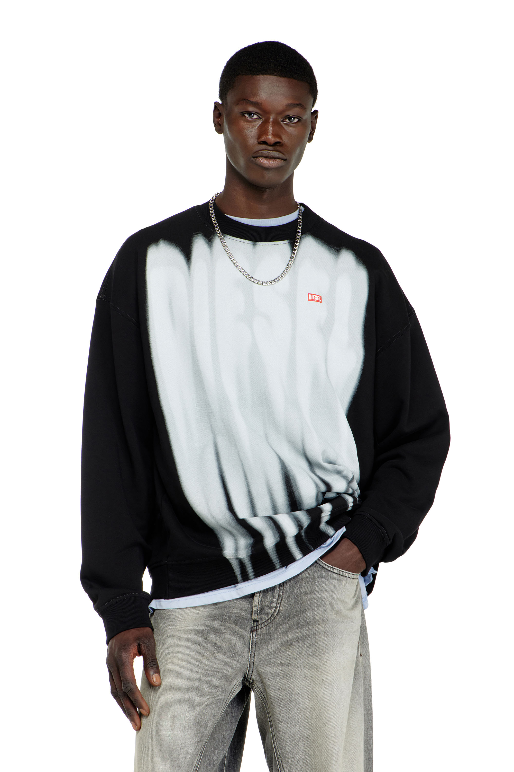 Diesel - Cotton sweatshirt with graphic print - Sweaters - Man - Multicolor