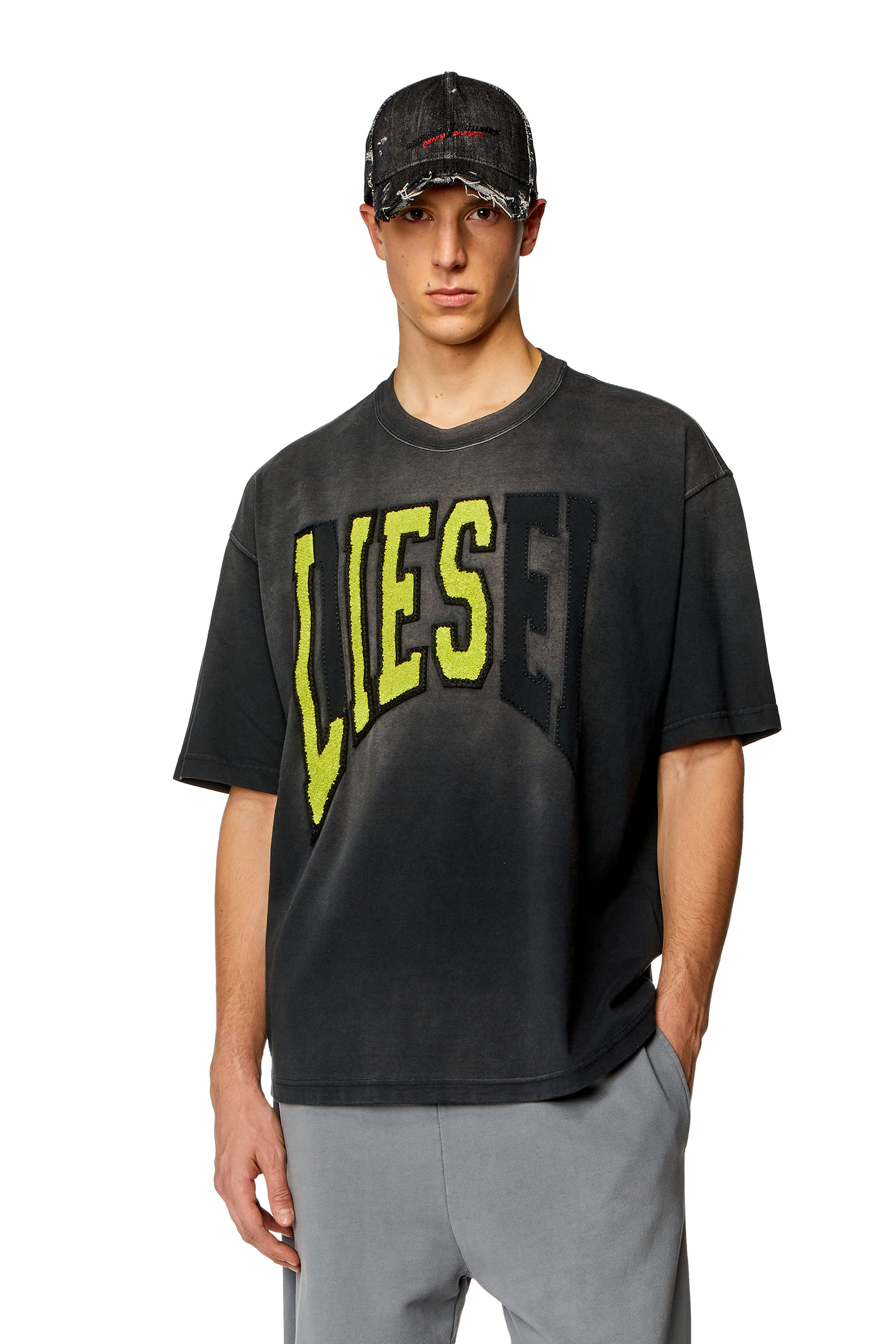 Diesel - Oversized T-shirt with Diesel Lies logo - T-Shirts - Man - Black