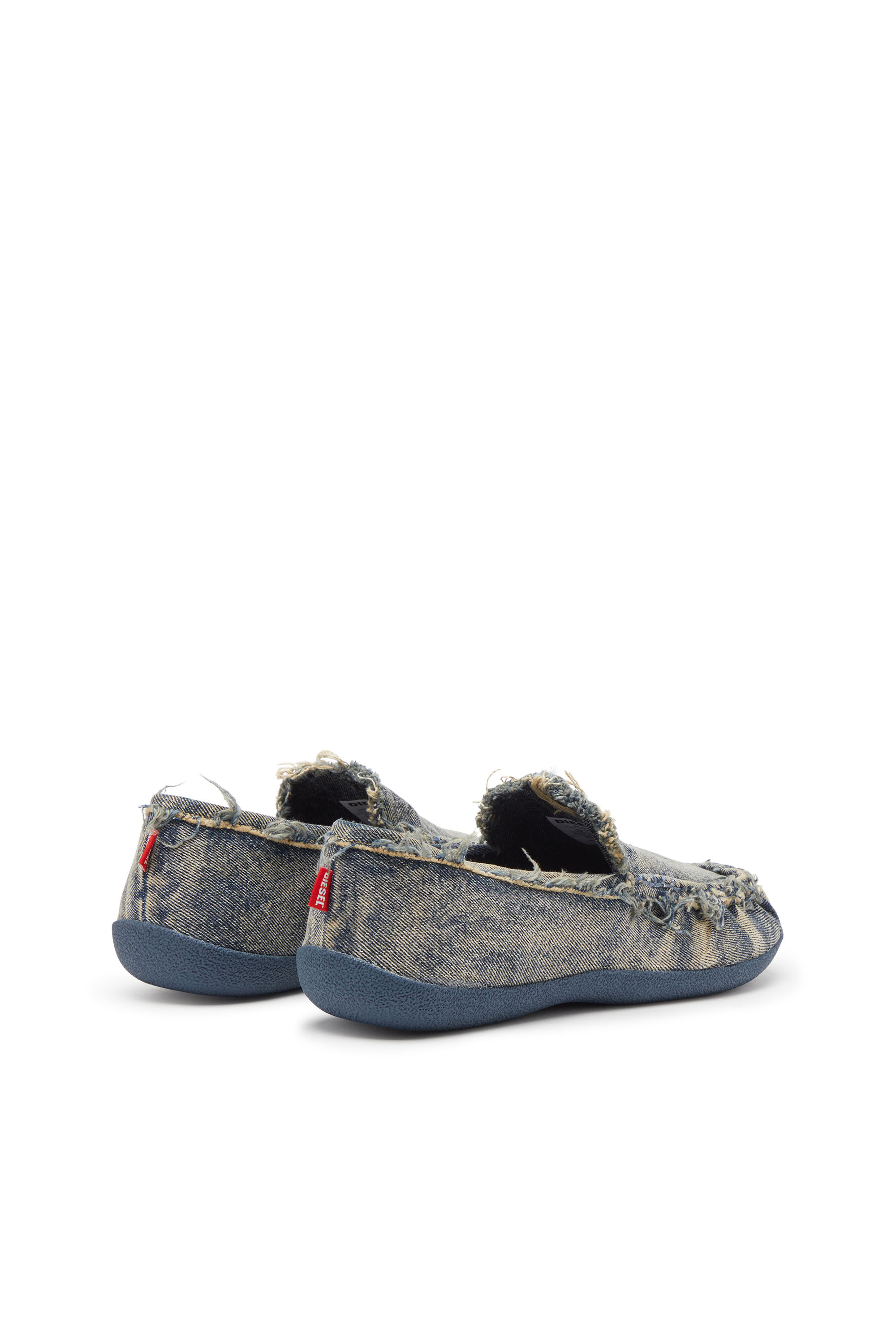 Diesel - D-SHOCK MOC, Man's D-Shock-Distressed denim loafers in Blue - 4