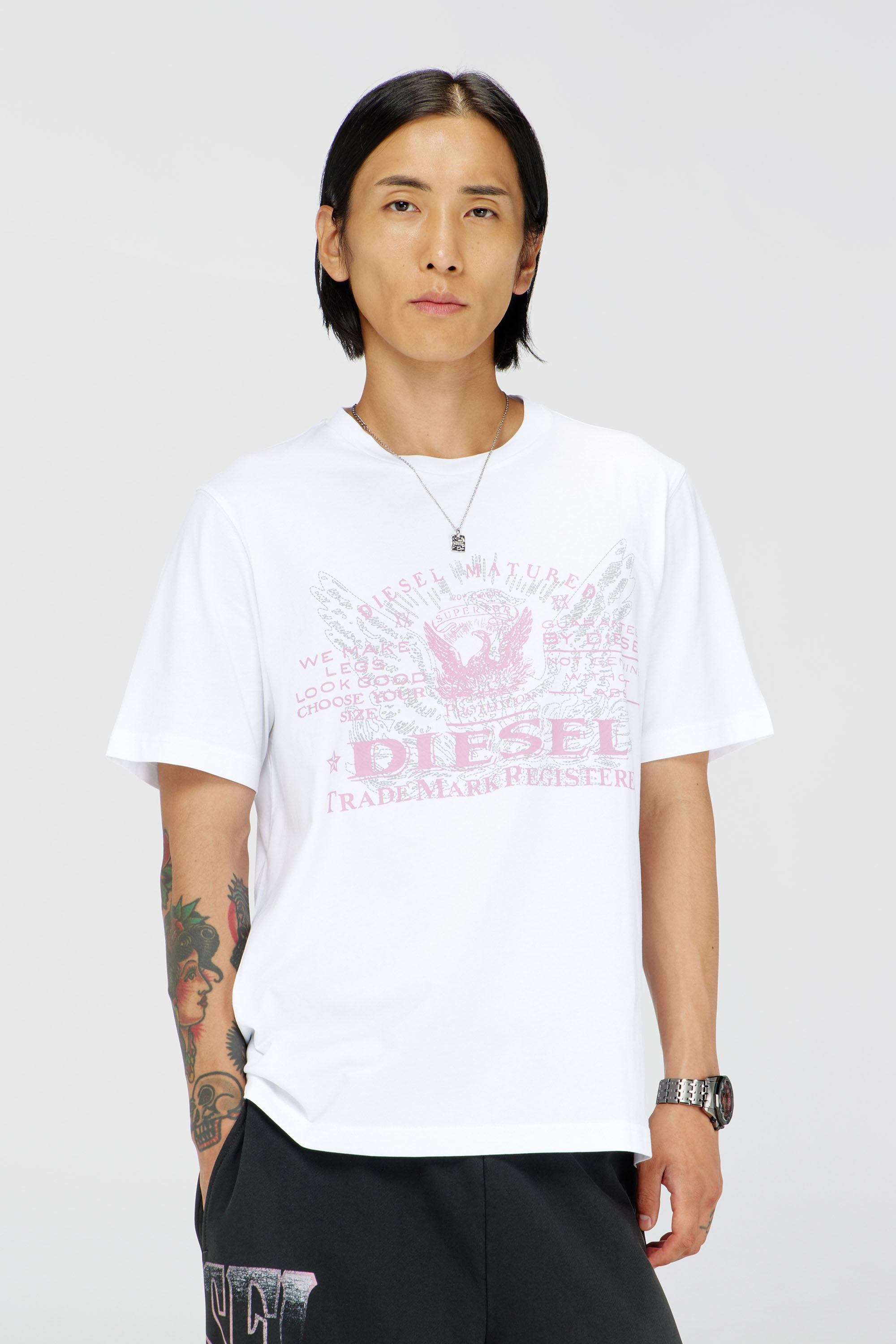 Diesel - Cotton T-shirt with graphic print - T-Shirts - Man - White