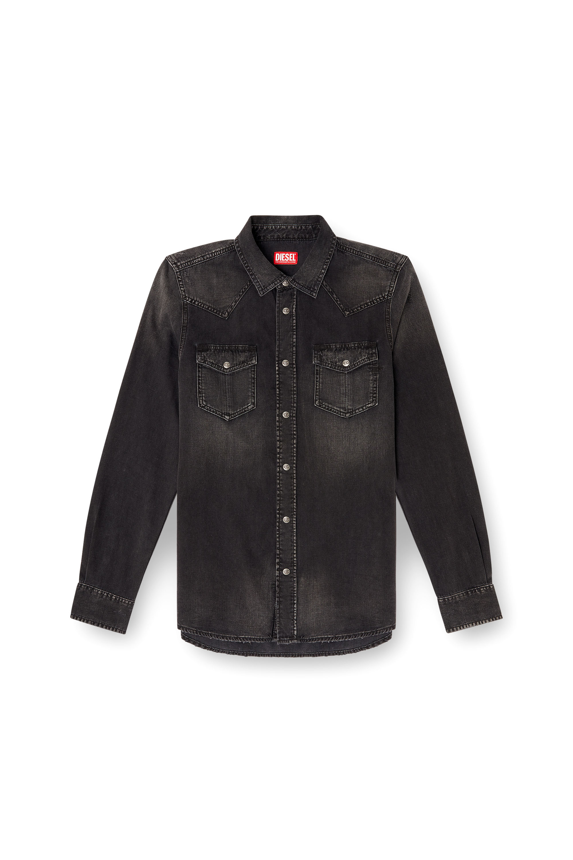 Diesel - D-VEGA, Man's Denim overshirt in Black - 3