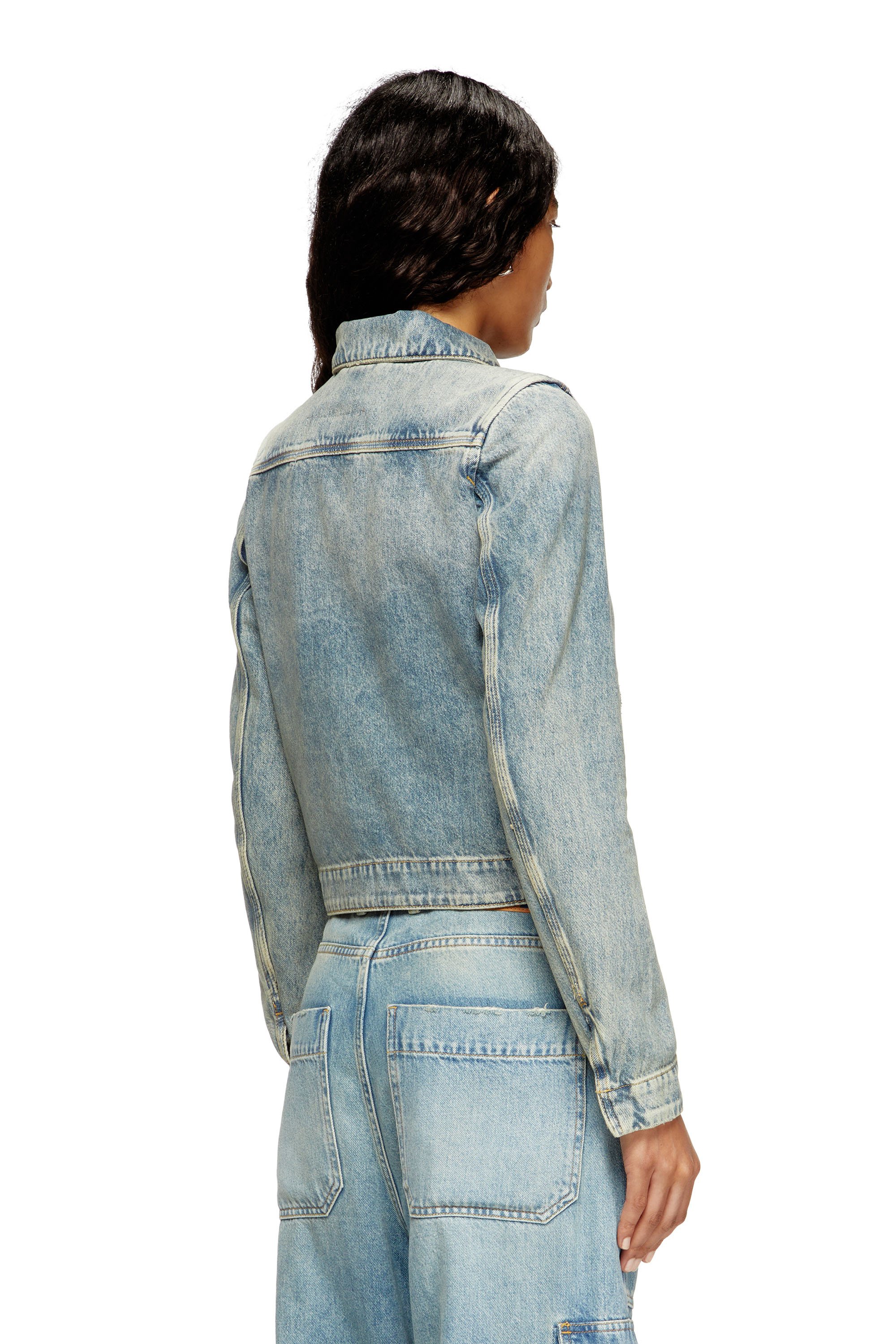 Diesel - DE-CORB, Woman's Jacket in dirt-effect fluid Tencel denim in Light Blue - 4