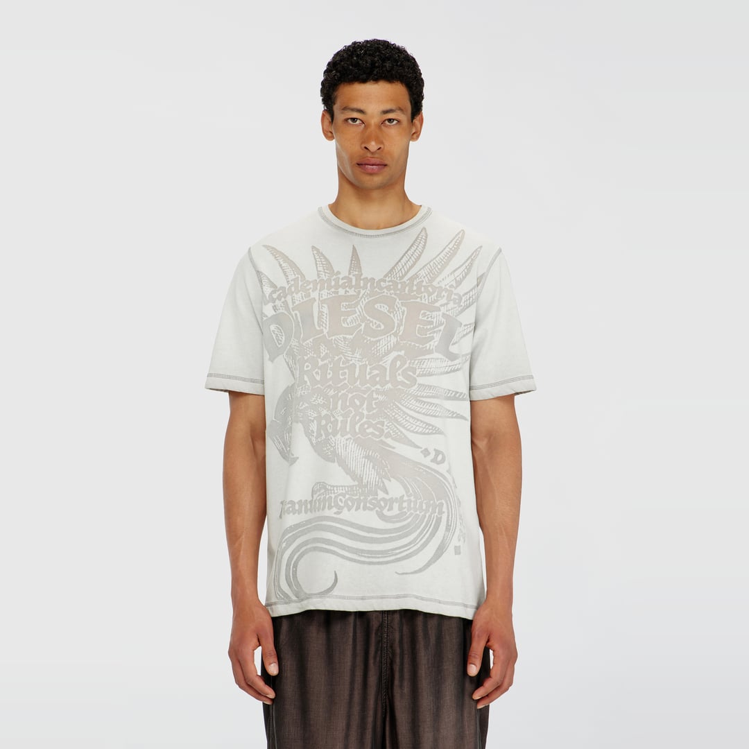 Diesel - Jersey T-shirt with embossed graphic - T-Shirts - Man - Grey